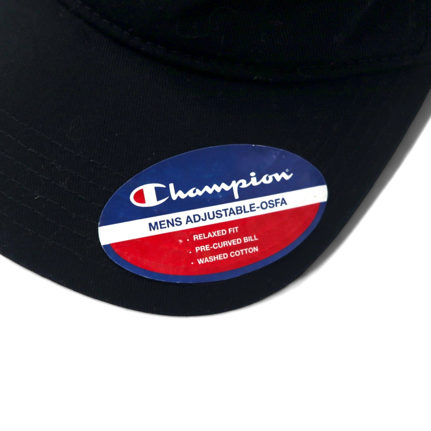 Champion Script Logo 6 Panel Cap OSFA Adjustable Black Cotton