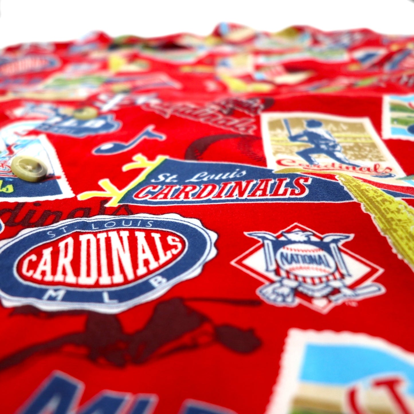 Lee SPORT 90年代 MLB 開襟 オープンカラー アロハシャツ XL レッド レーヨン 総柄