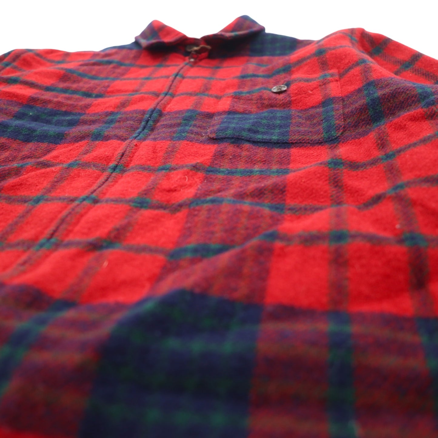 LAUREN RALPH LAUREN 90s Full Zip Flannel Shirt Jacket, Size M, Red, Lambswool, Tartan Check