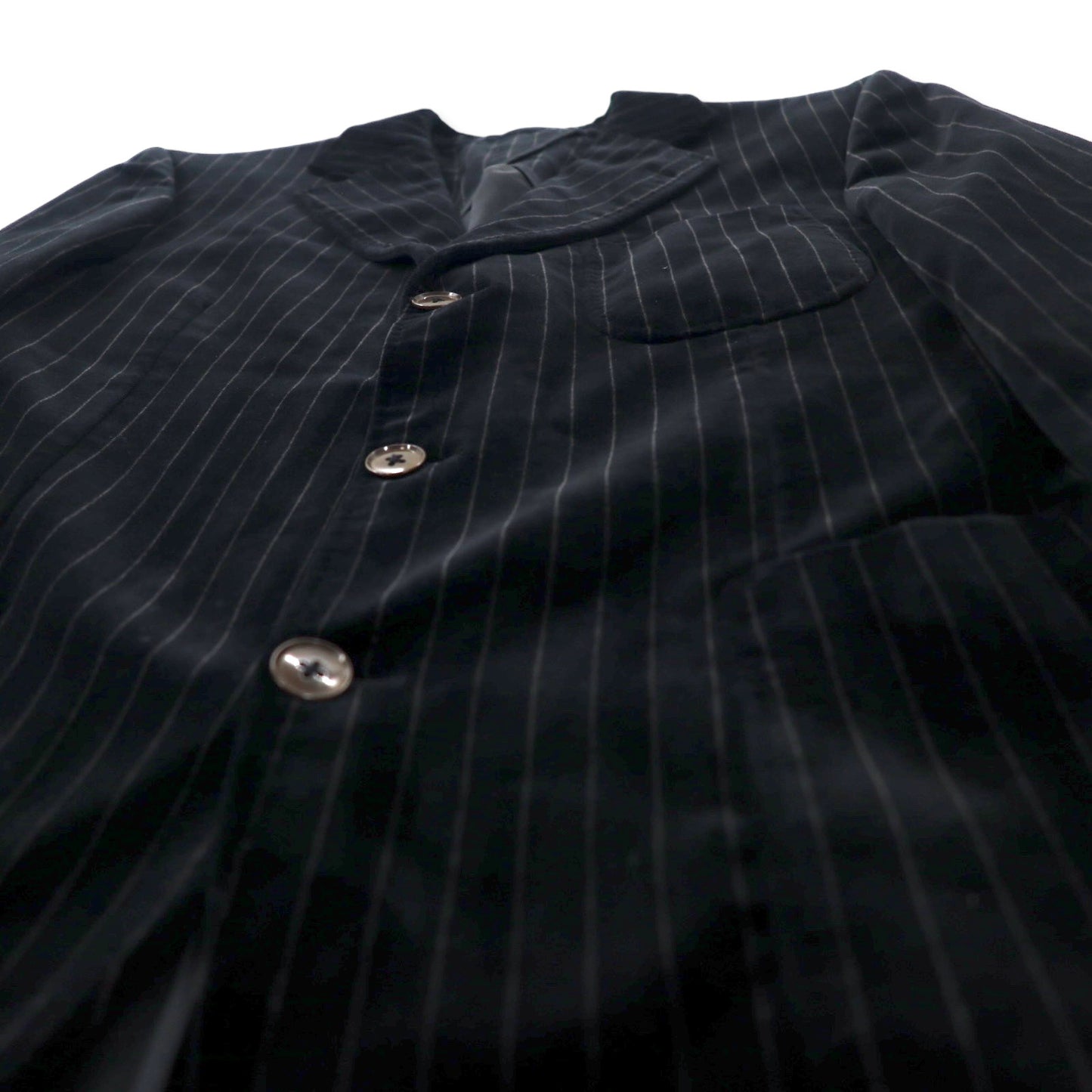 BURBERRY Velor 3B Tailored Jacket 165 Black Striped Cotton Made in Japan