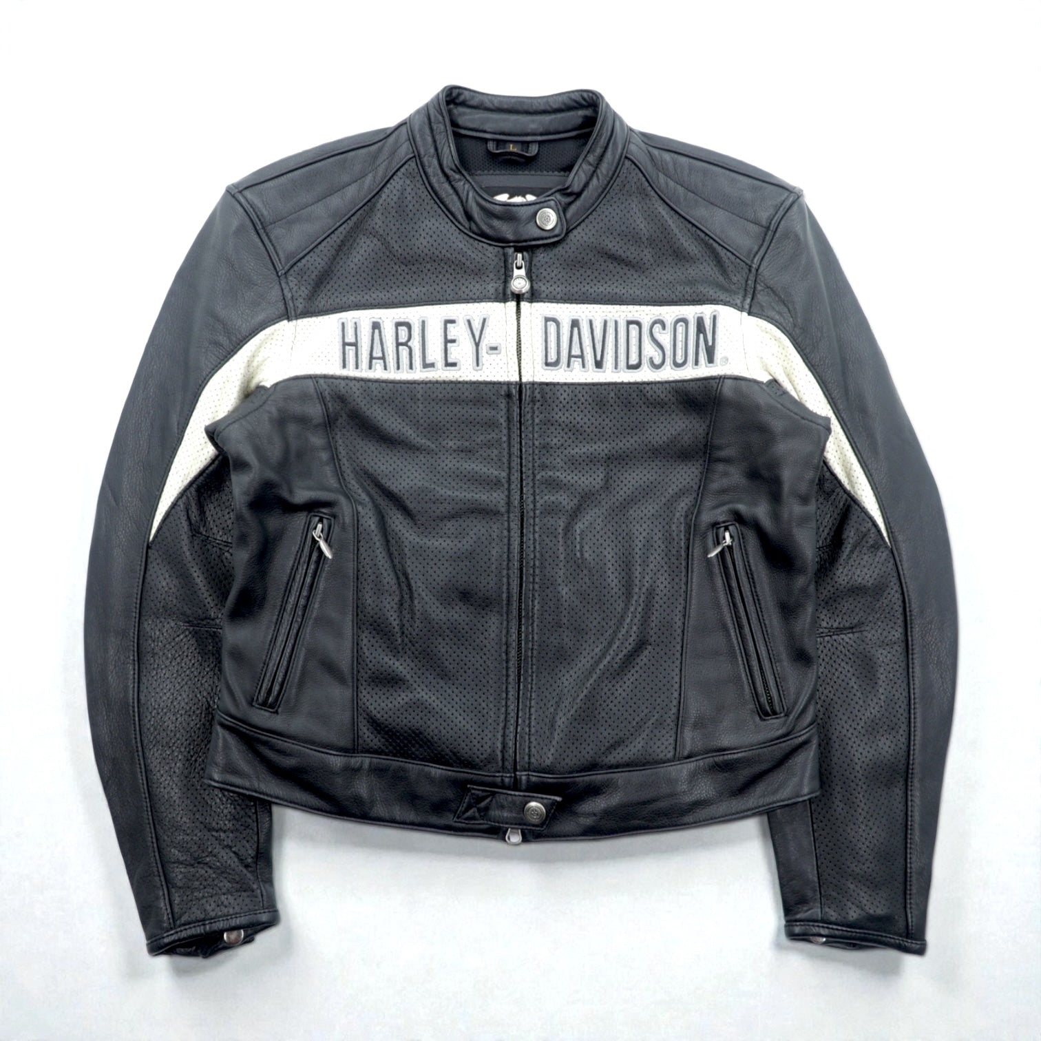 HARLEY DAVIDSON パンチングレザー レーシングジャケット L シングル 