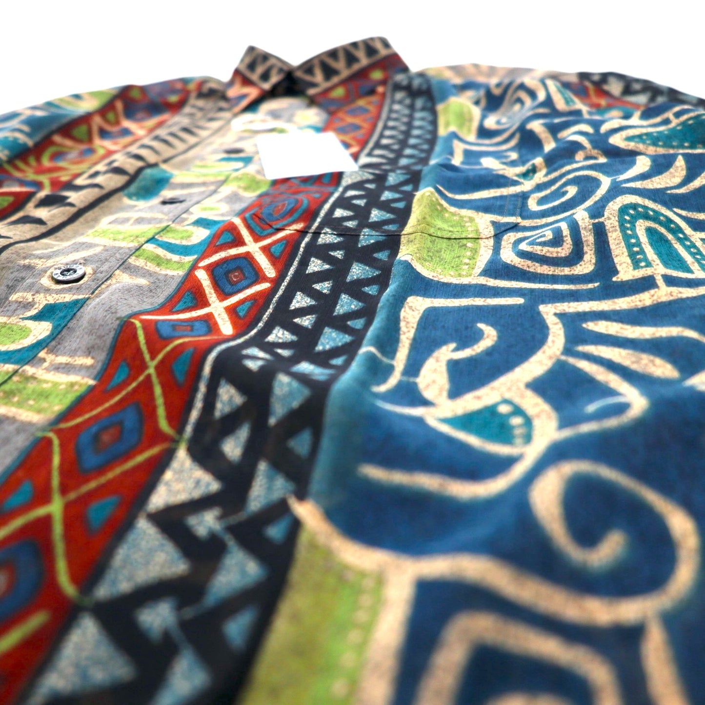 Vintage 90s Japan Made Native Shirt Roman Rominas 90年代 レトロ 総柄 ポリシャツ M ネイティブ 日本製 未使用品