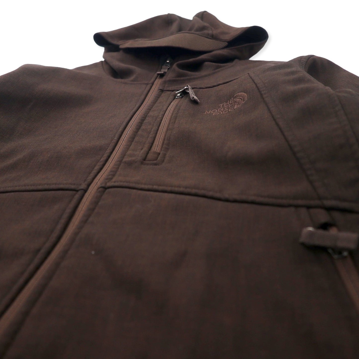 THE NORTH FACE エイペックス ソフトシェルジャケット フーディー M ブラウン ポリエステル フリースライナー ロゴ刺繍 TNF APEX