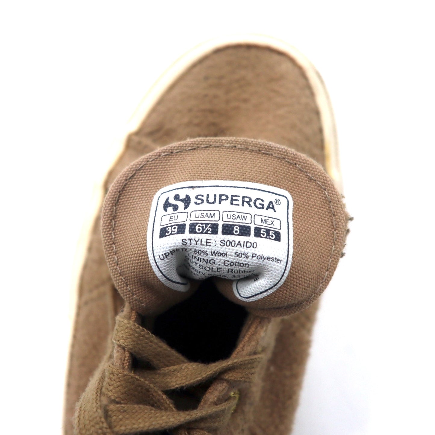 SUPERGA Wool Blend Sneakers 25cm Beige Tan Wool Blend Low Top Sneakers S00AID0