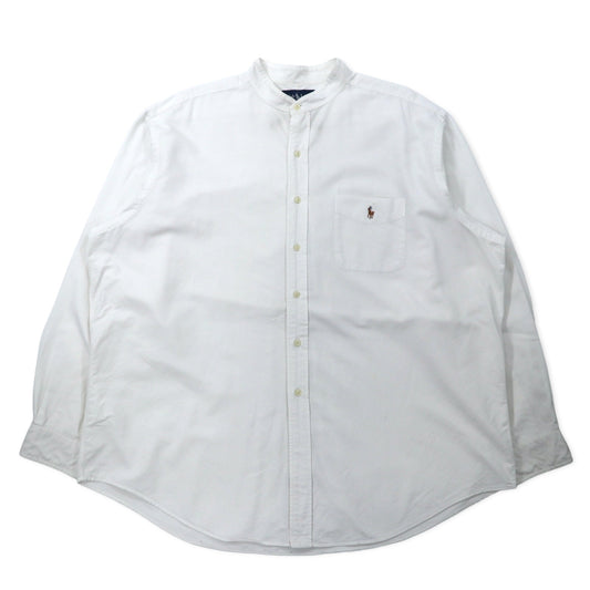 Ralph Lauren オックスフォード バンドカラーシャツ XXL ホワイト コットン CLASSIC FIT スモールポニー刺繍 ビッグサイズ