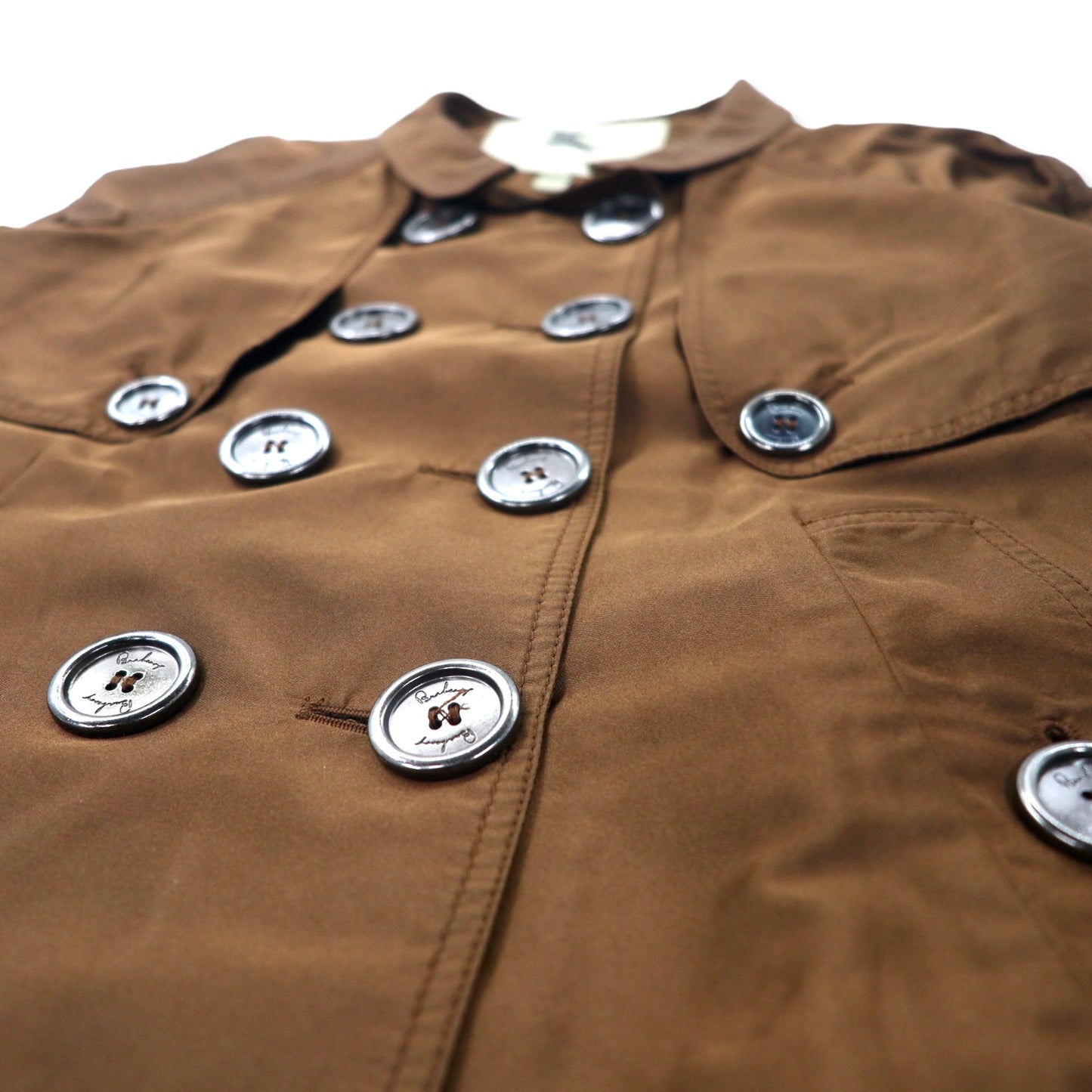 BURBERRY イタリア製 ショート トレンチコート 40 ブラウン シルク