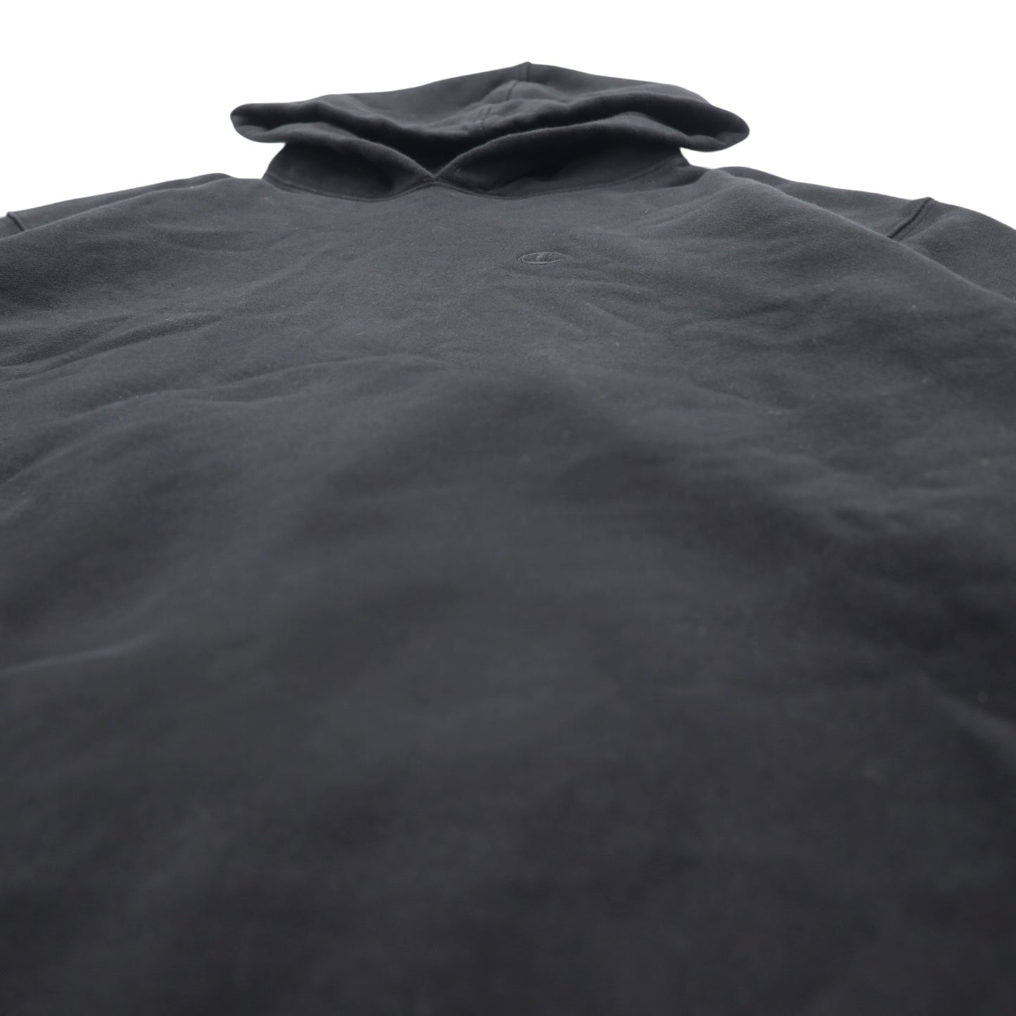 Champion Reverse Weave Pullover Hoodie XL Black Cotton Drawstring Blue Single Tag Reissue