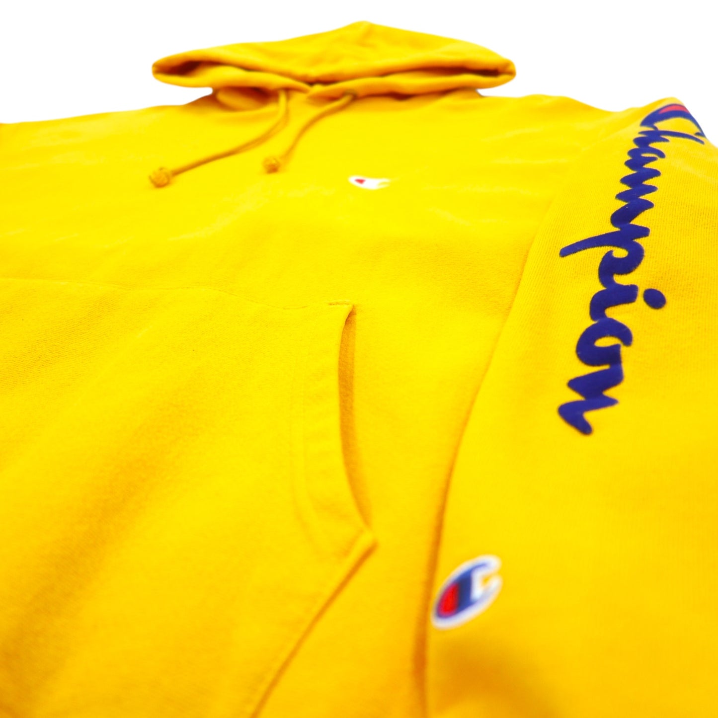 Champion リバースウィーブ REVERSE WEAVE プルオーバー パーカー XL イエロー コットン 青単タグ 復刻 ホンジュラス製