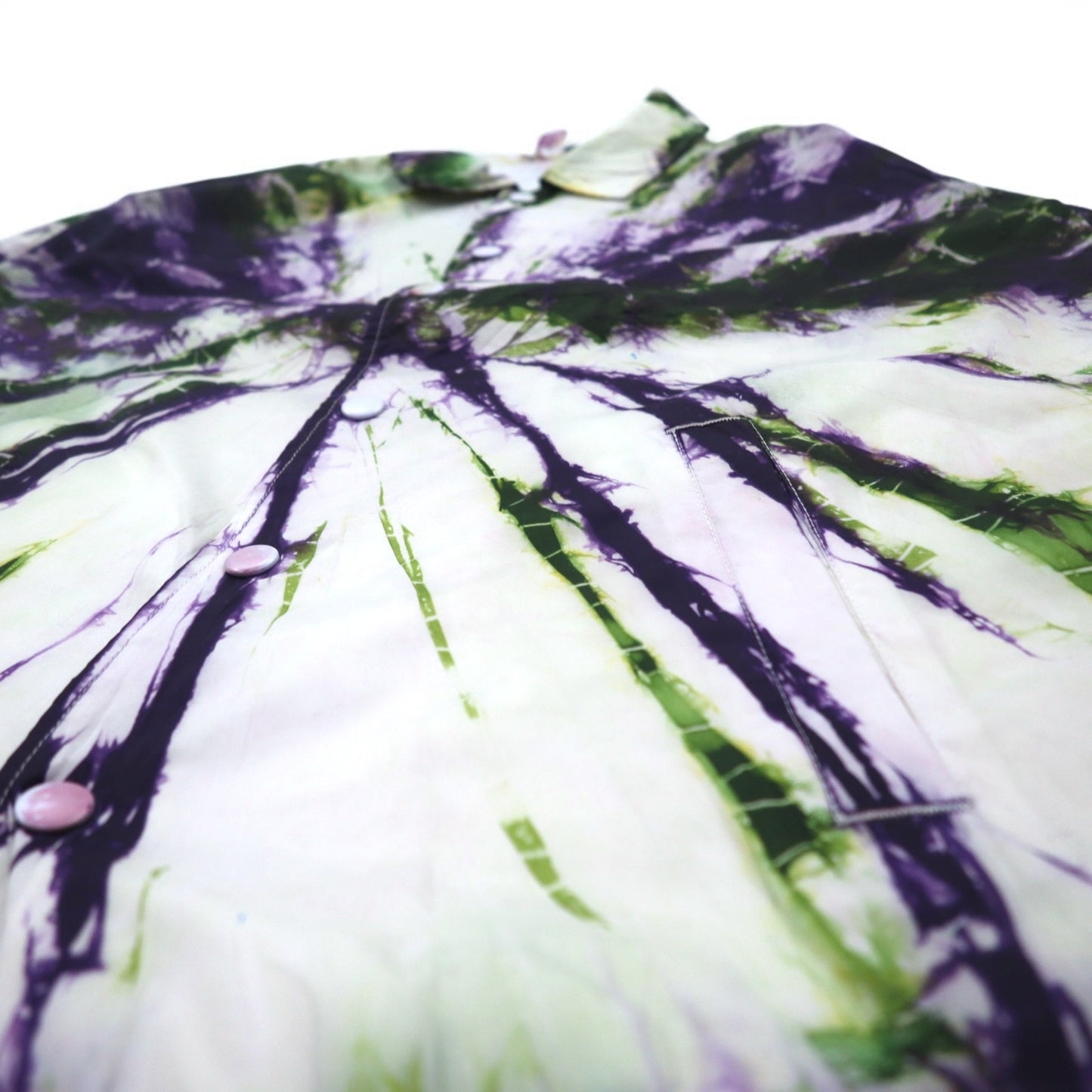 BEIMAR タイダイ コーチジャケット S ホワイト パープル グリーン ナイロン ドローコード