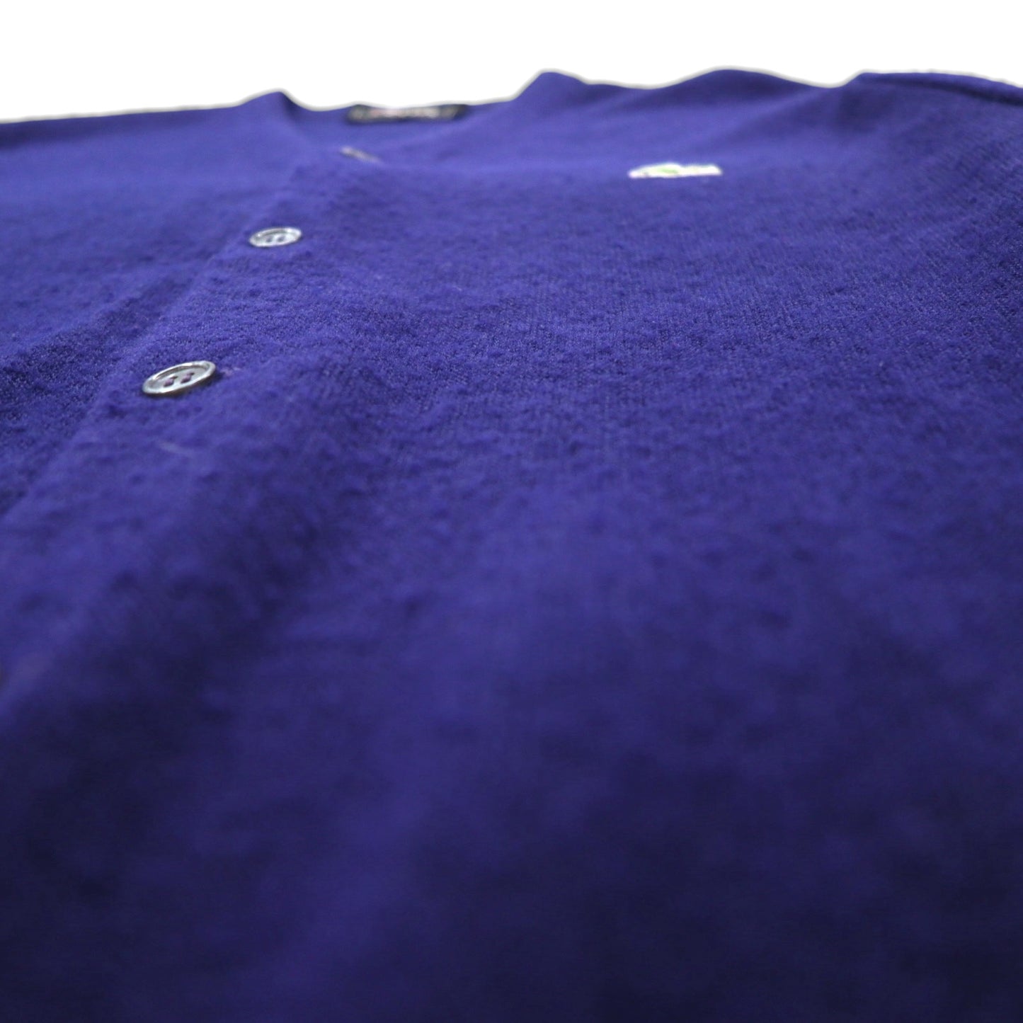 LACOSTE 70年代 ニット カーディガン L ネイビー アクリル IZOD 糸巻タグ ワンポイントロゴ