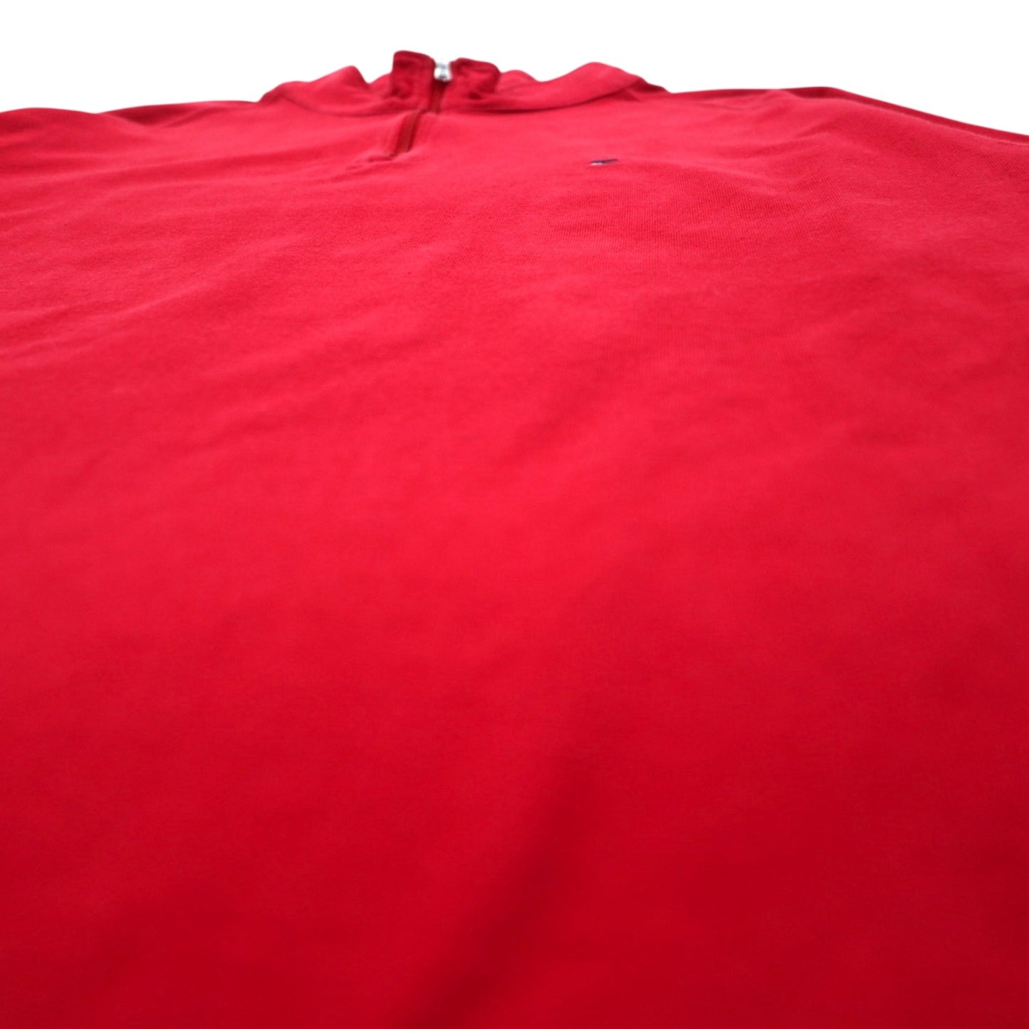 TOMMY HILFIGER ハーフジップ ロングスリーブTシャツ ロンT M レッド ワンポイントロゴ刺繍