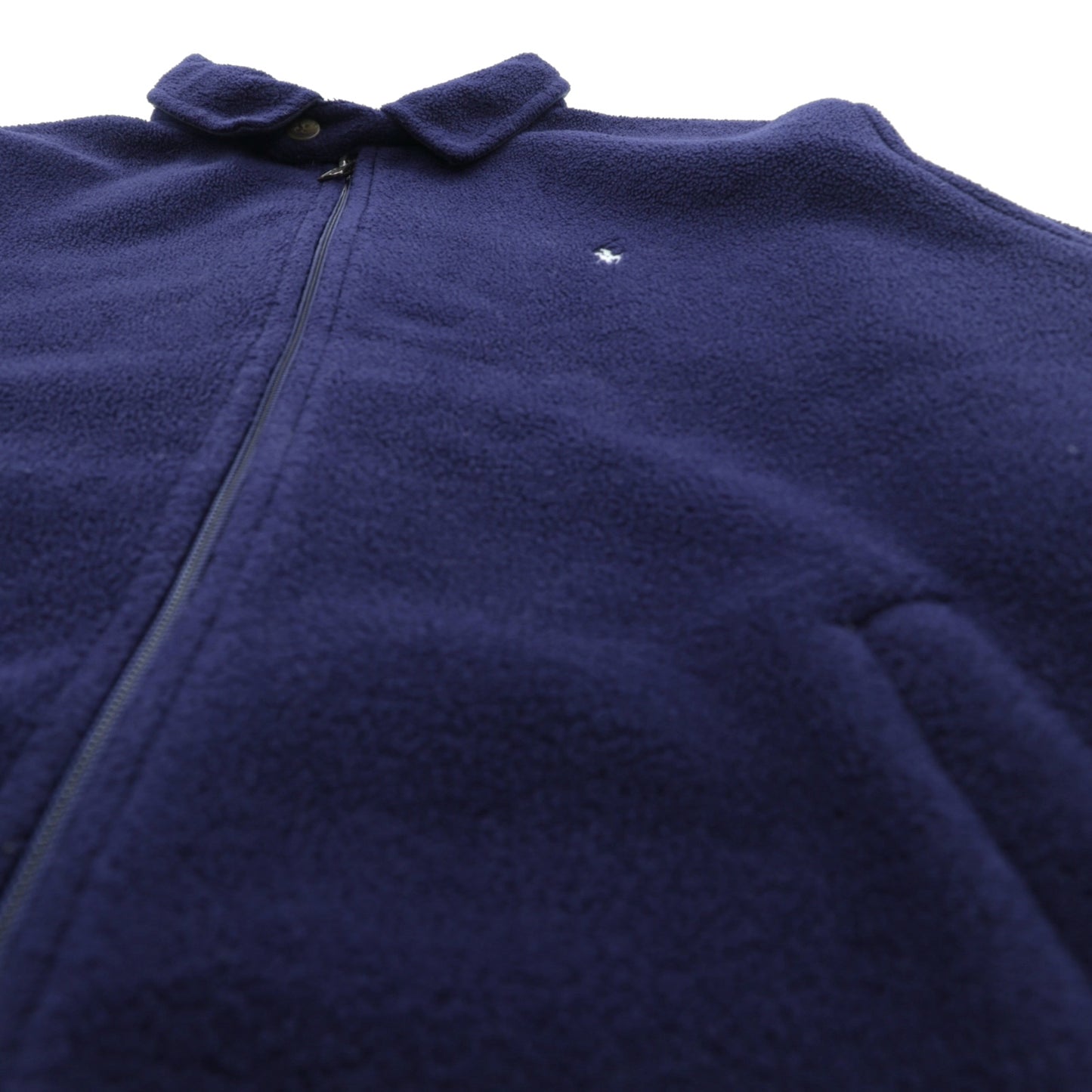 Polo Ralph Lauren 90年代 短丈 フリース ハリントンジャケット XL ネイビー チンストラップ スモールポニー刺繍