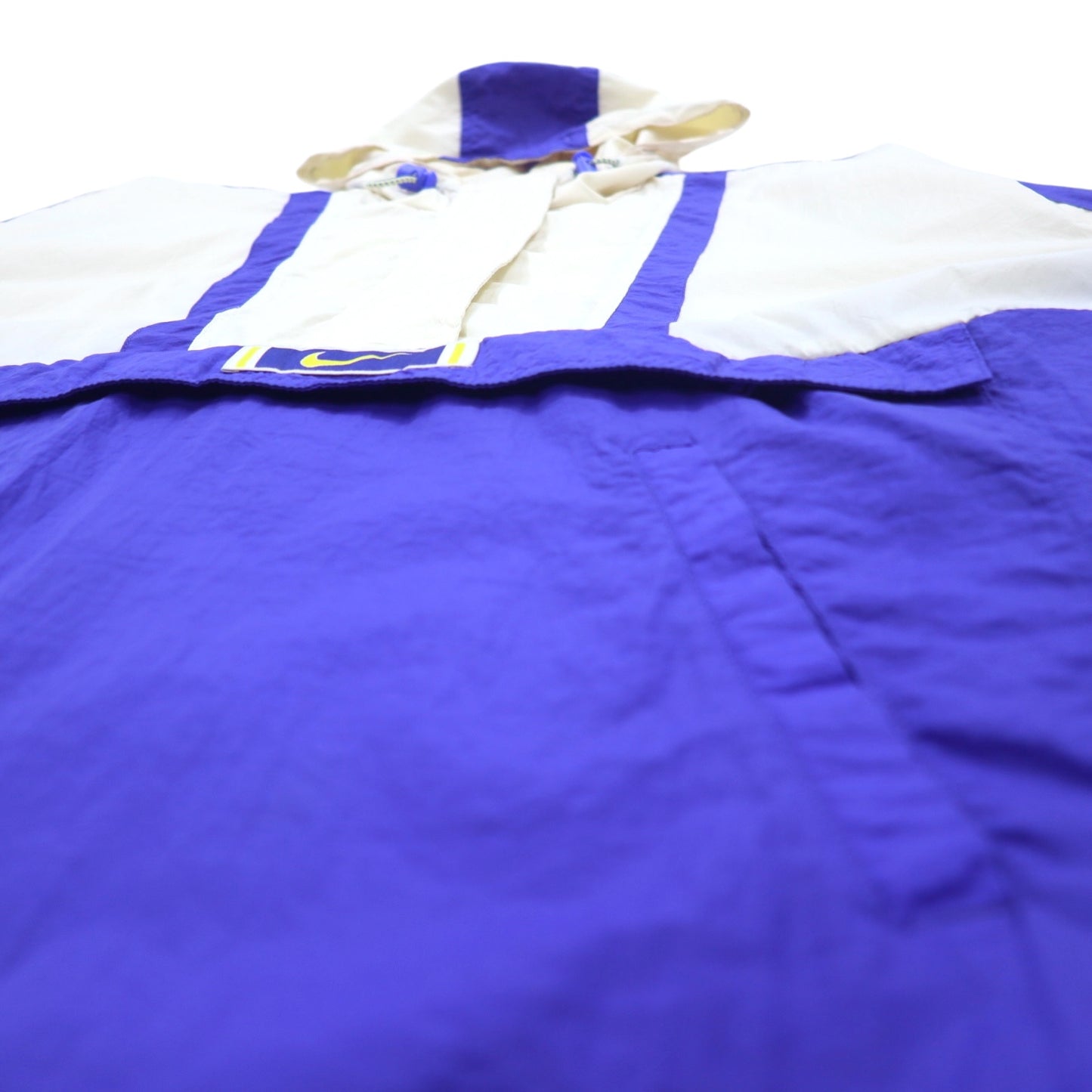 NIKE 90年代 銀タグ アノラックパーカー L ブルー ホワイト ポリエステル スウッシュ ドローコード