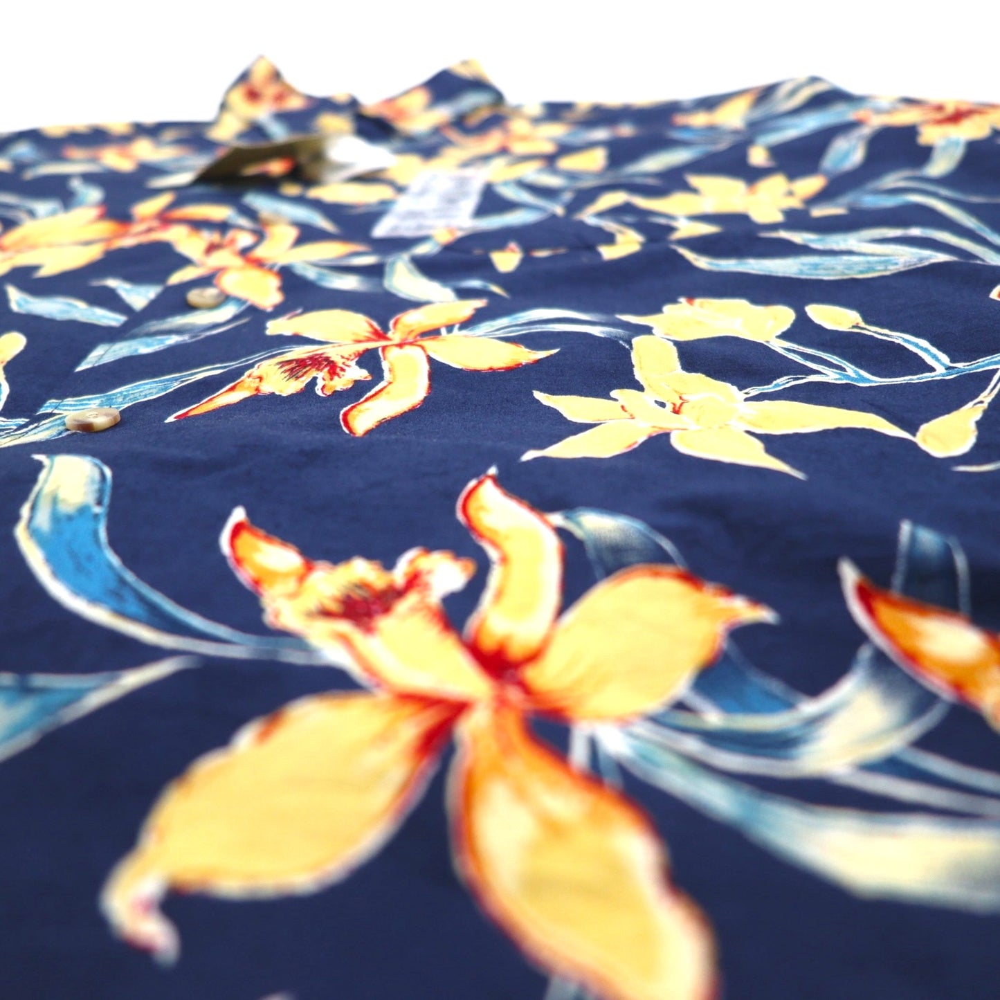 90年代 CROSSINGS ボタンダウン 花柄 アロハシャツ XL ネイビー コットン 総柄 未使用品