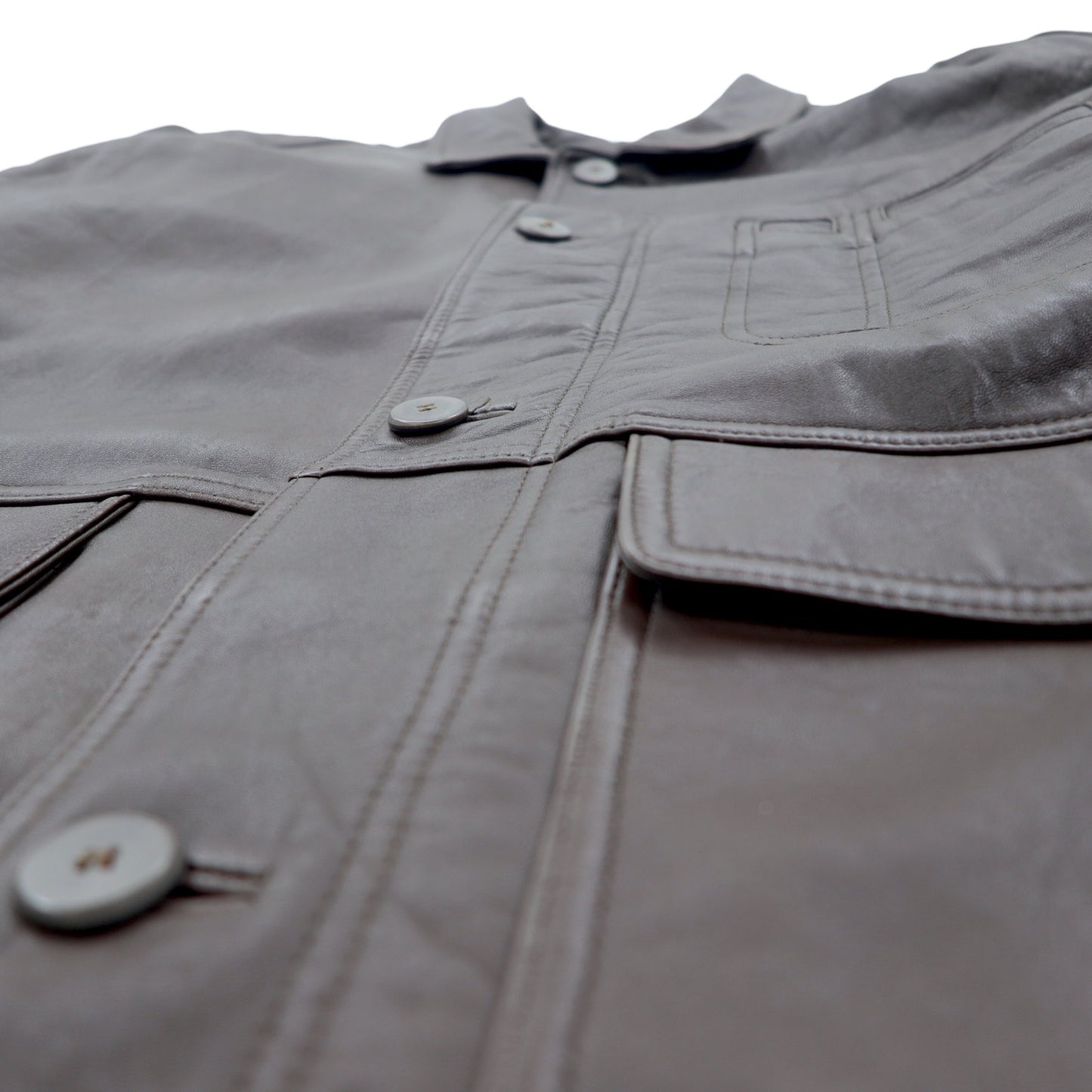 Vintage Lamb Leather Car Coat 90年代 ラムレザー カーコート M ブラウン 羊革 裏地ペイズリー