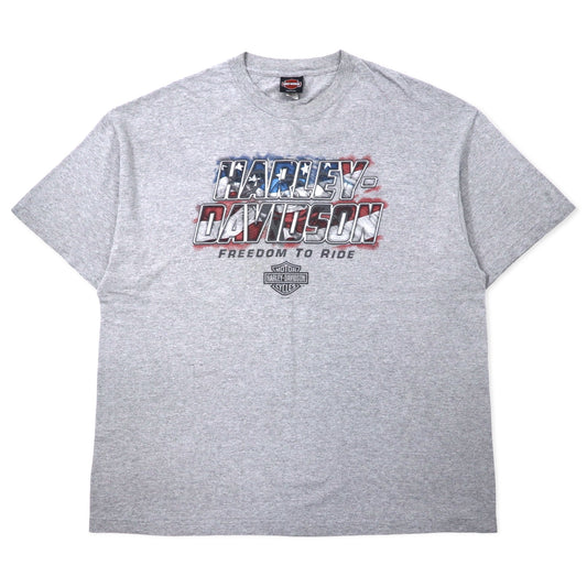 HARLEY DAVIDSON USA製 ロゴプリント Tシャツ 2XL グレー コットン LEESBURG-FLORIDA