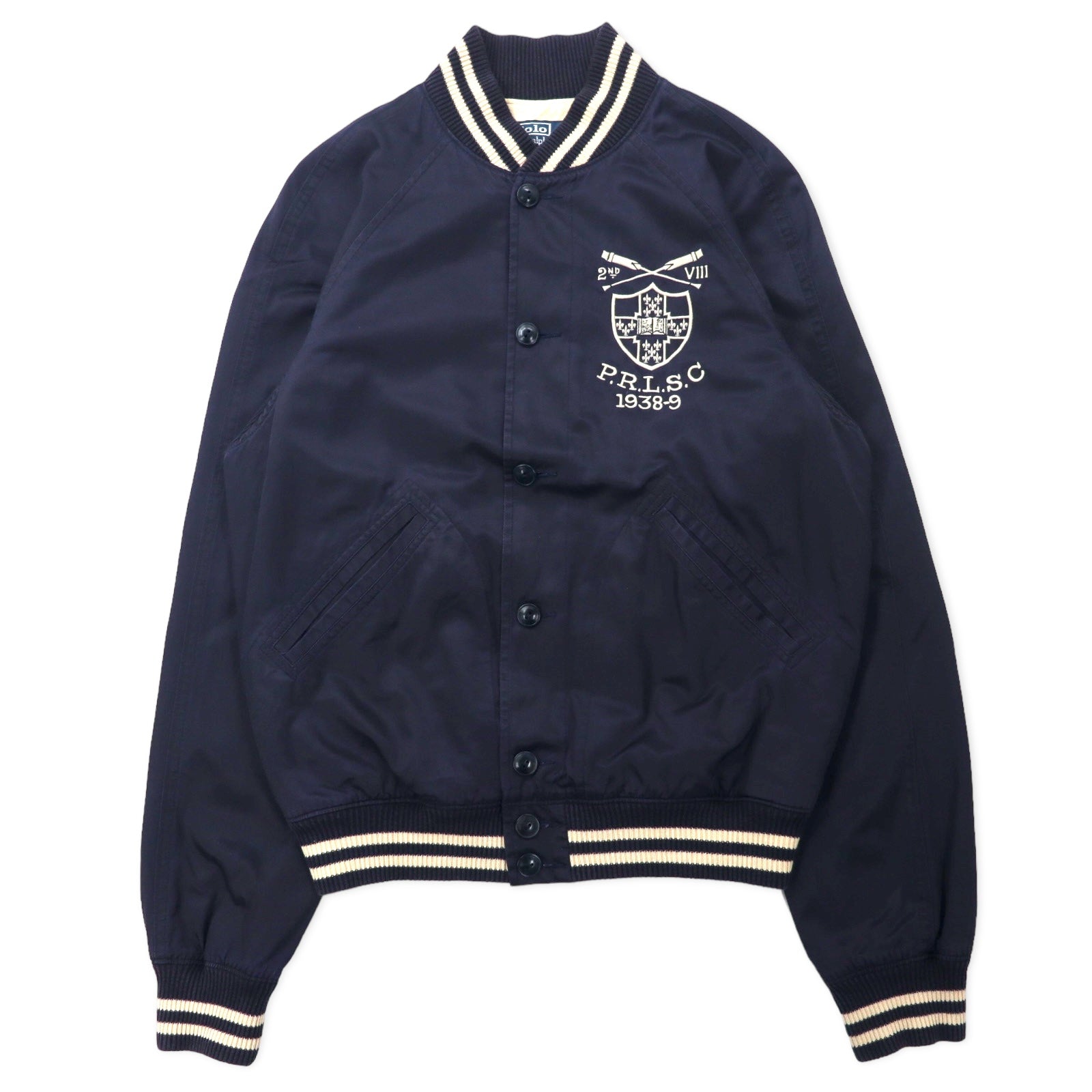 POLO BY RALPH LAUREN Librine Varsity Jacket Jacket Bota Bar City Jacket S  Navy Cotton Nylon P.R.L.S.C 1938-9 – 日本然リトテ