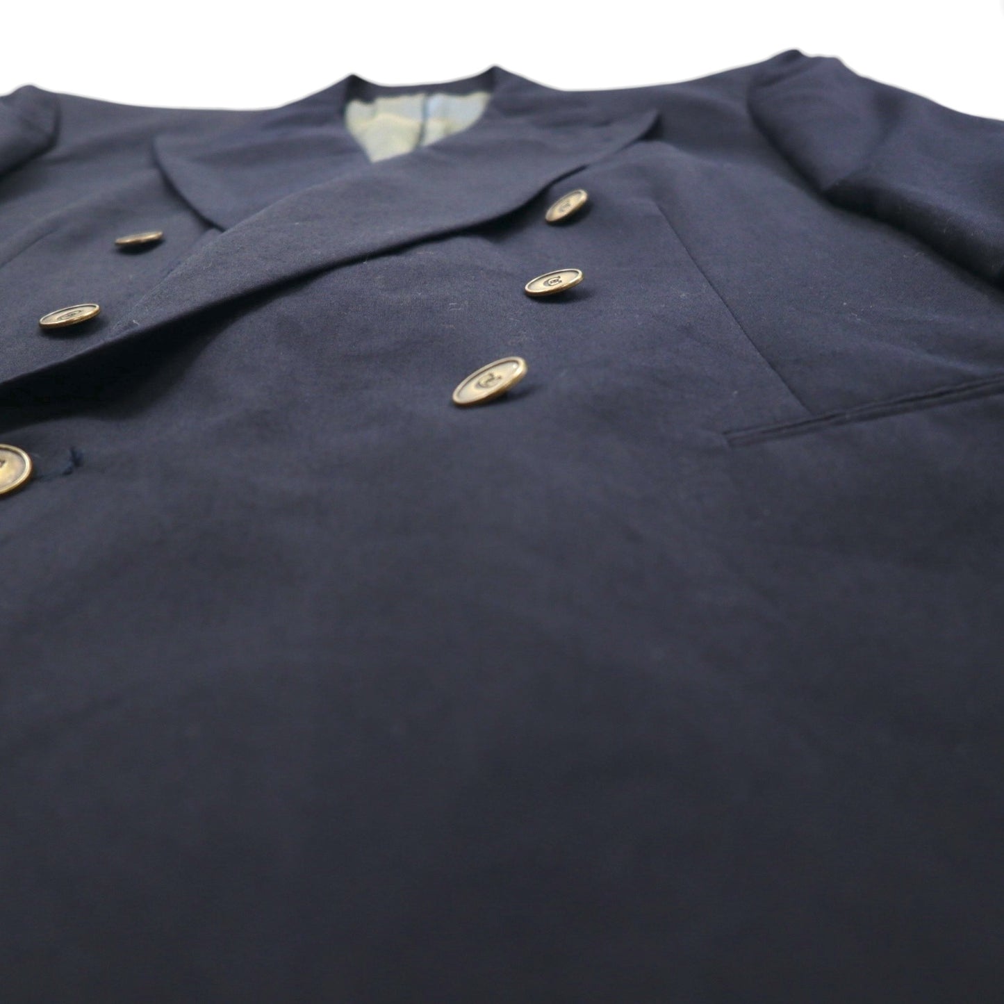 80s USA UNION MADE Vintage Blazer by NINO CERRUTI. 80s USA-made peak lapel double-breasted blazer, size L, gold buttons, Union Made ACTWU tag, navy blue.