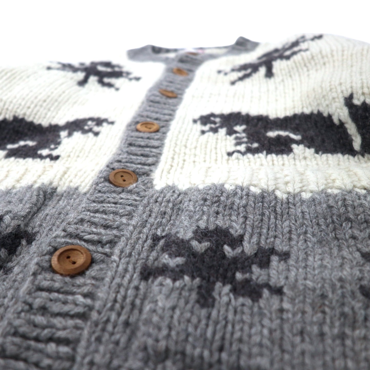 Third Wave Cowichan Knit Cardigan L Beige Wool Canadian Nordic Pattern