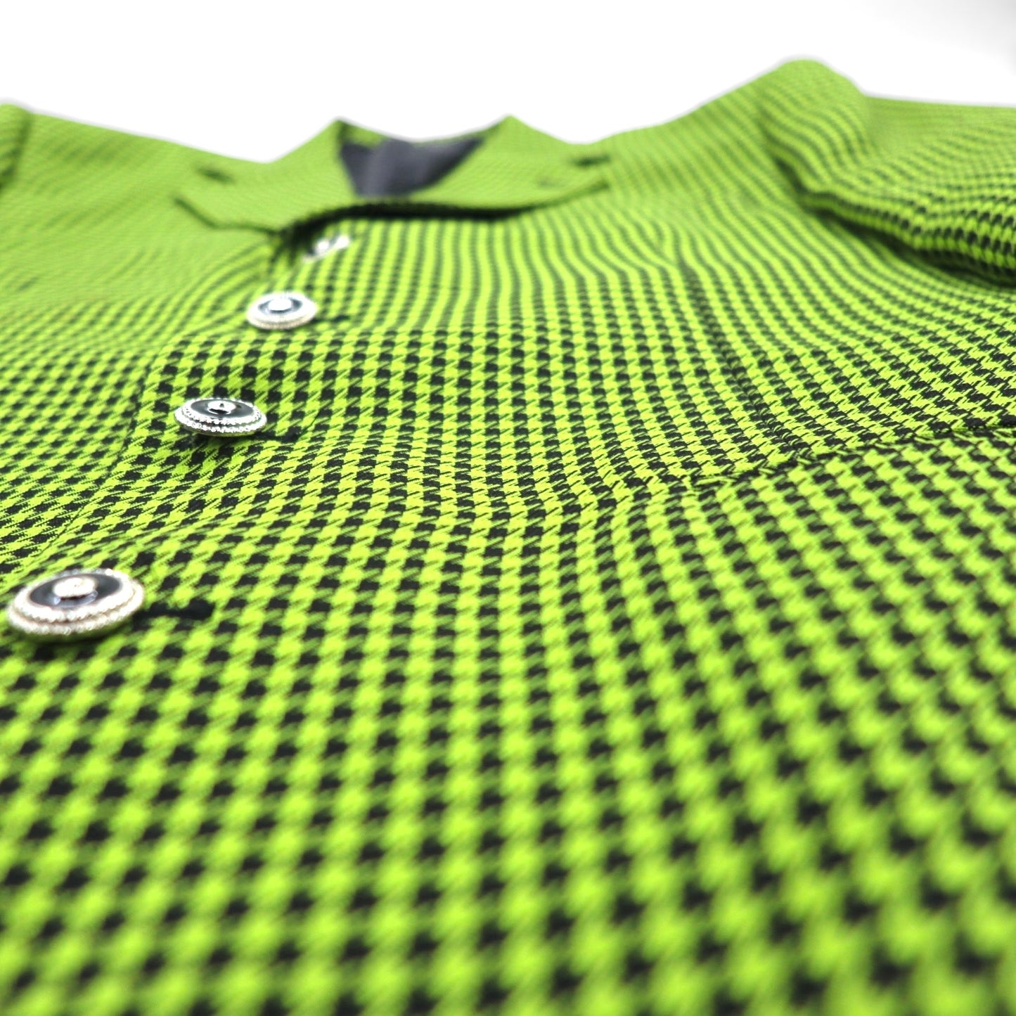 80s Italian Vintage Blazer Dino Divinch Houndstooth Check Blazer, Size 4B, Tailored Jacket, XL, Yellow, Houndstooth