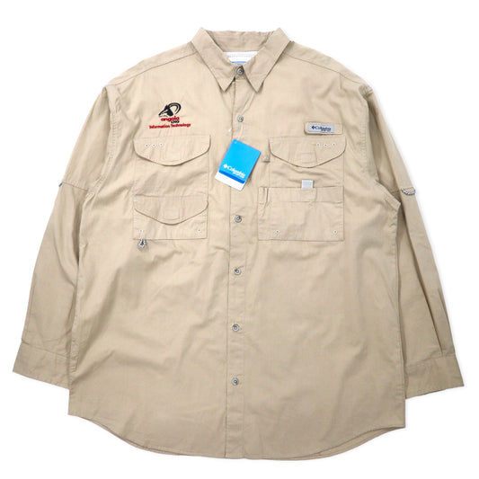 Columbia PFG フィッシングシャツ L ベージュ コットン メッシュライナー US企業 刺繍 FM7120 未使用品