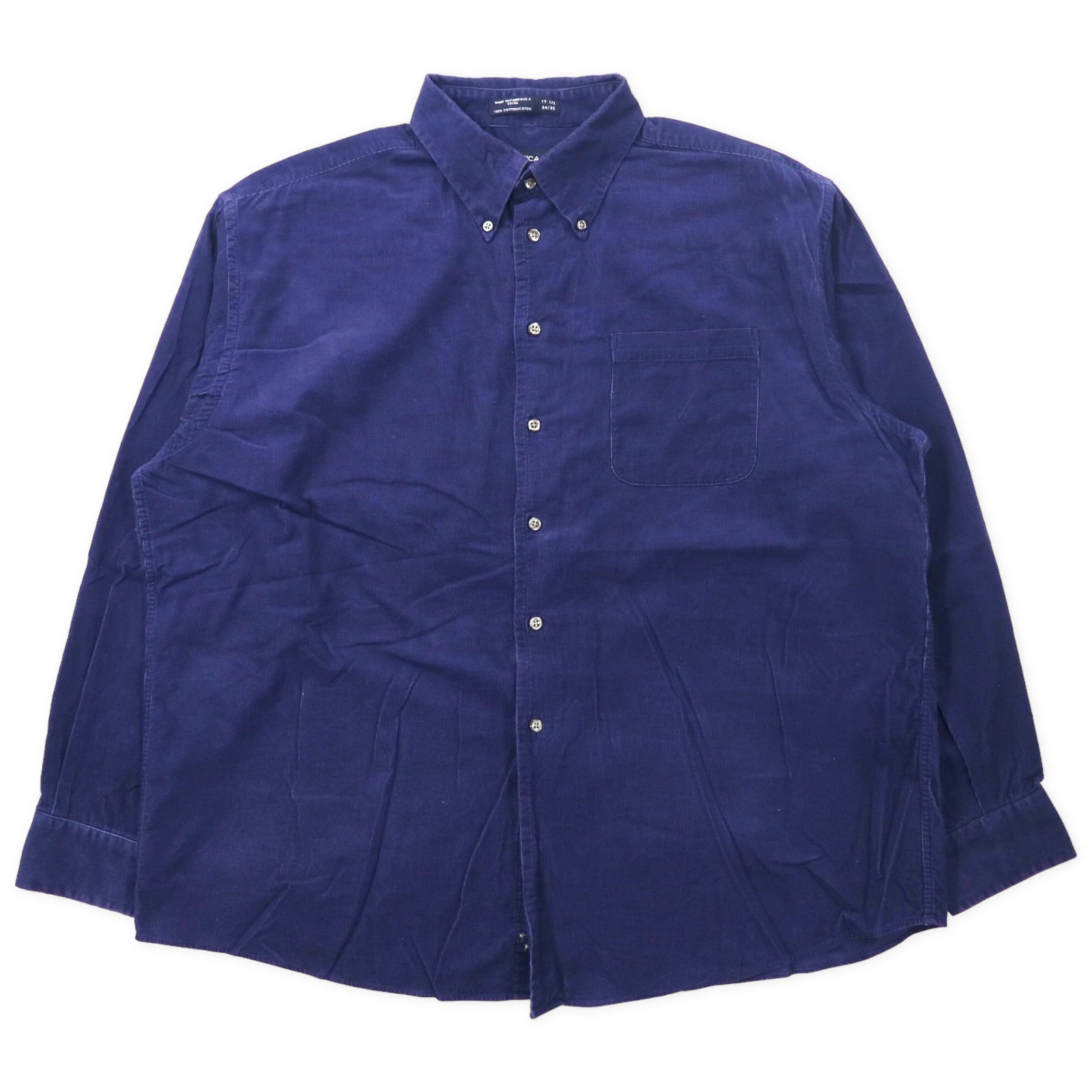 NAUTICA Corduroy Button-Down Shirts 34/35 Navy Cotton One