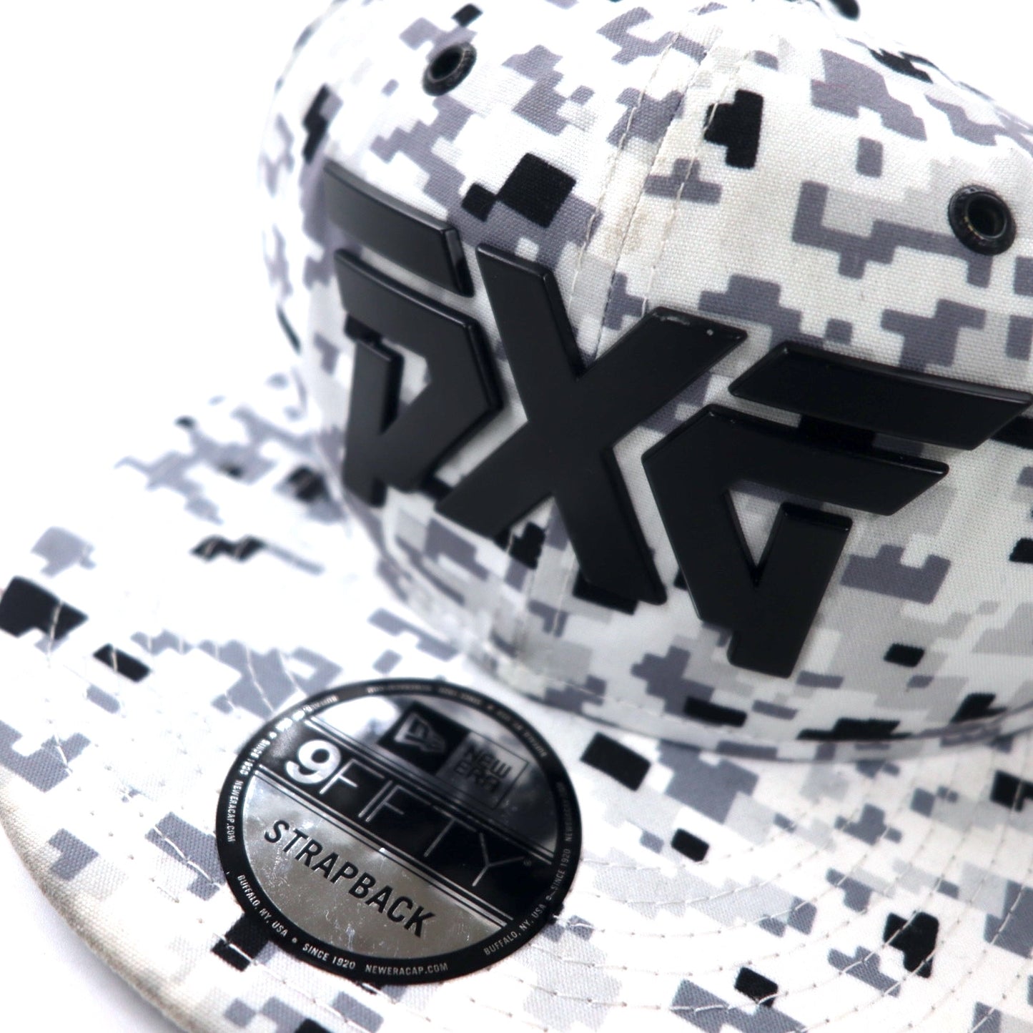 NEW ERA × PXG Baseball Cap ONE Snapback Gray Digital Camo Polyester Logo Plate FAIRWAY CAMO 9TWENTY CAP