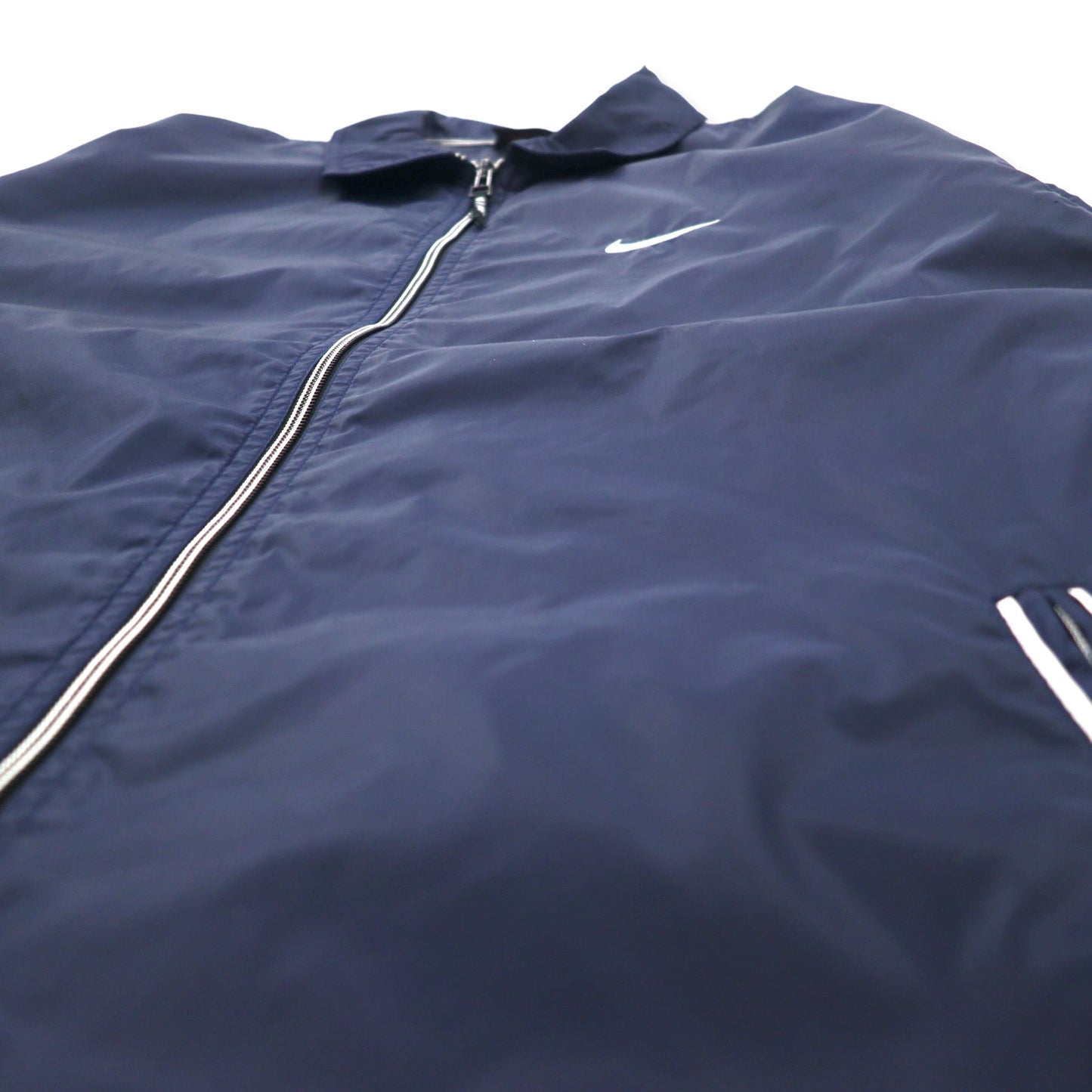 NIKE 90s Nylon Jacket Sports Jacket L Navy Side Line Swoosh Logo Black Tag Big Size