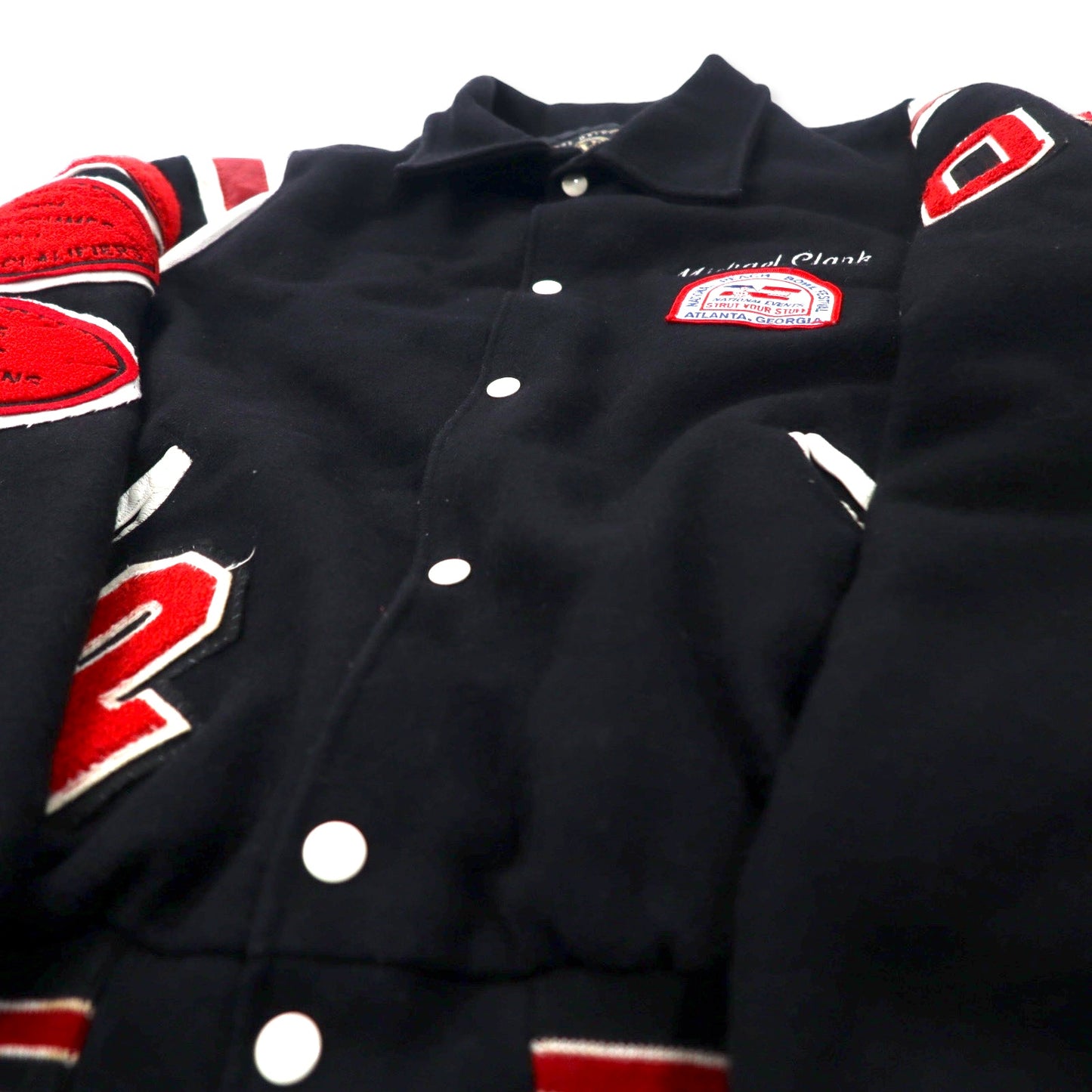 HOLLOWAY USA製 90年代 スタジャン 2XL ブラック ウール キルティングライナー ワッペン