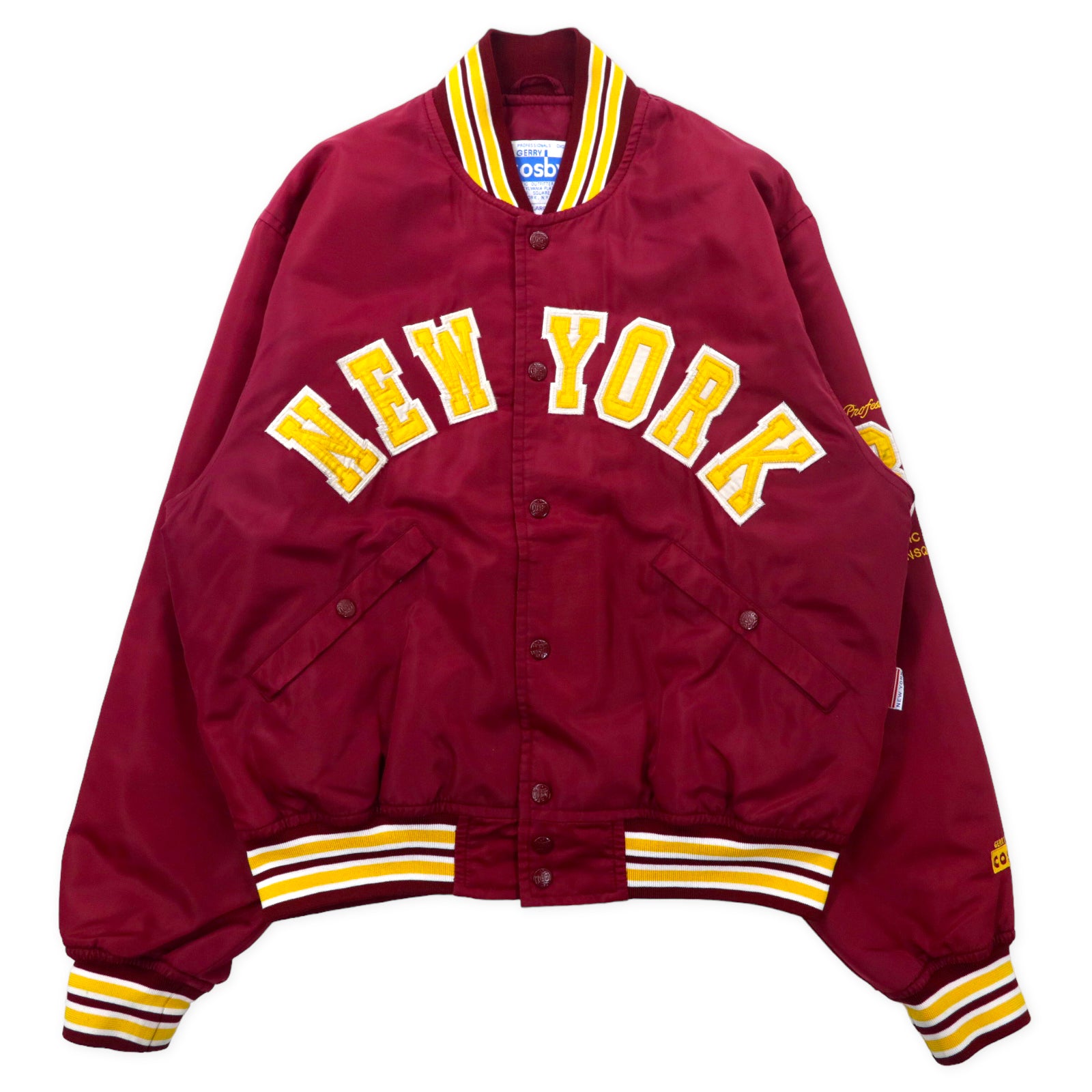 COSBY 90's Varsity Jacket L Bordeaux Nylon Quilted Liner New York