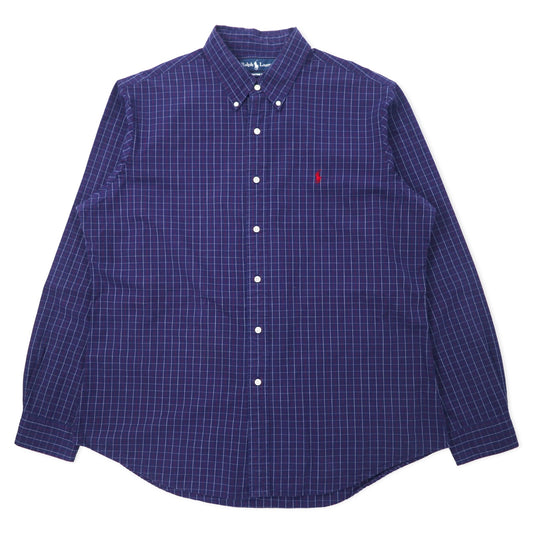 Ralph Lauren ウィンドペンチェック ボタンダウンシャツ XL ネイビー コットン CUSTOM FIT スモールポニー刺繍