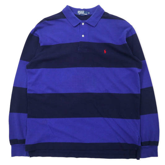 Polo by Ralph Lauren ボーダー ラガーシャツ ポロシャツ XL ブルー コットン スモールポニー刺繍