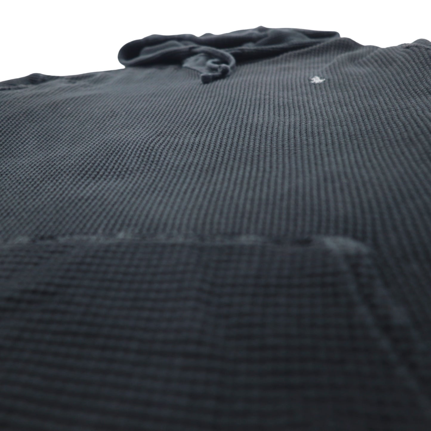 POLO RALPH LAUREN Thermal Pullover Hoodie L Black Cotton Small Pony Embroidery