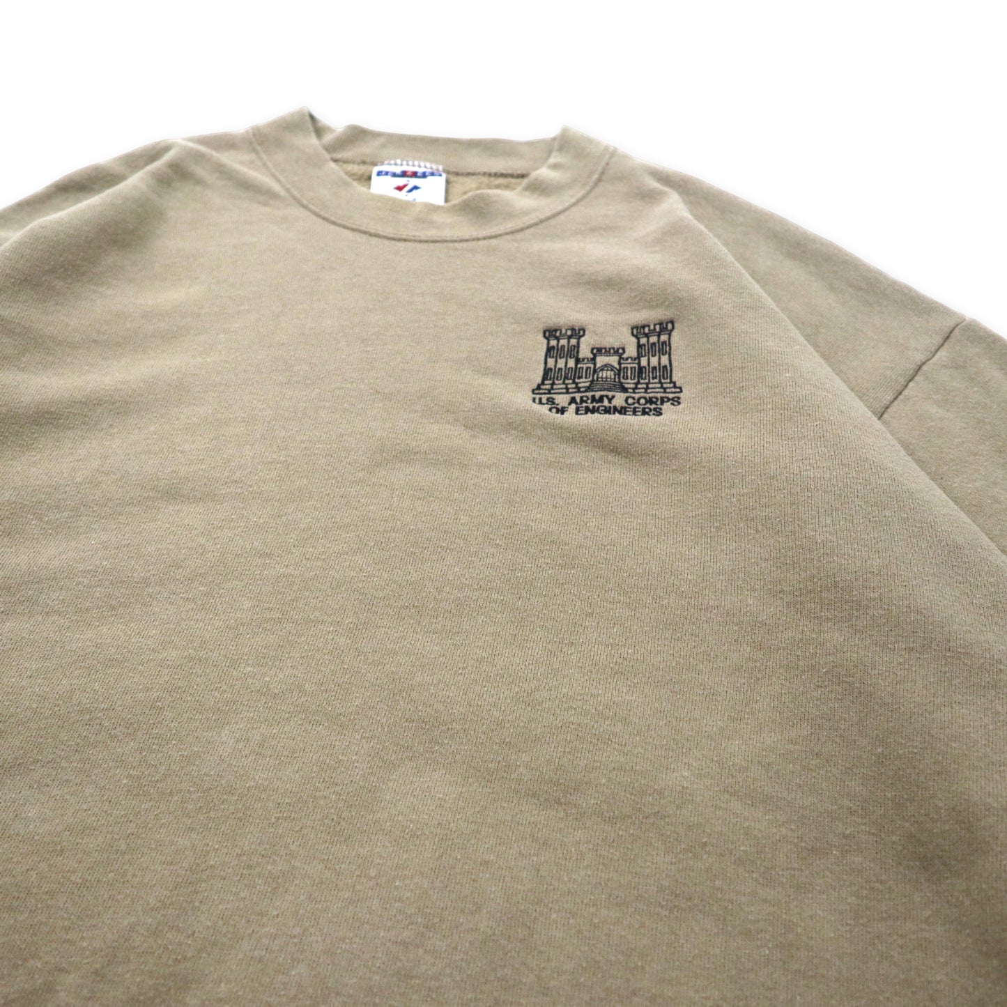 JERZEES Made in USA 90's One Point Embroidery Sweatshirt L Beige Cotton Brushed Back USARMY CORPS OF ENGINEERS