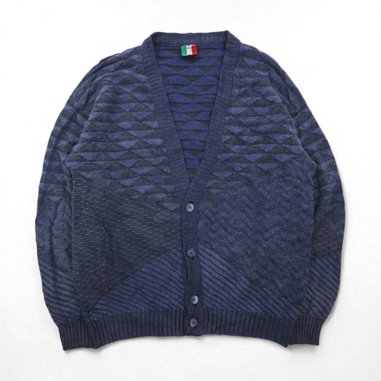 90s Italy Vintage Cardigan COLORE 90年代 ジャガード カーディガン 