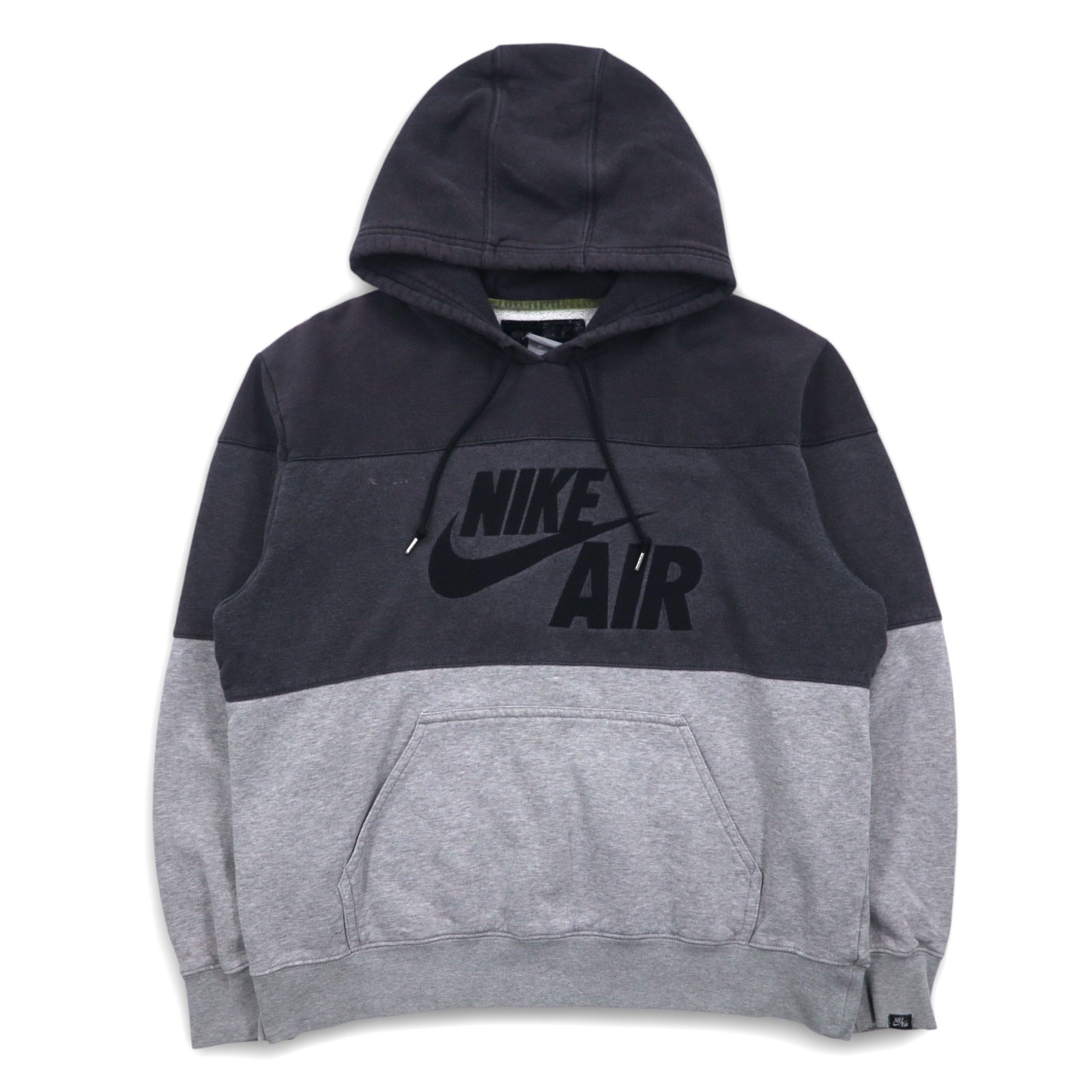 NIKE AIR '72 Swoosh Logo Embroidery Pullover Hoodie M Gray Cotton