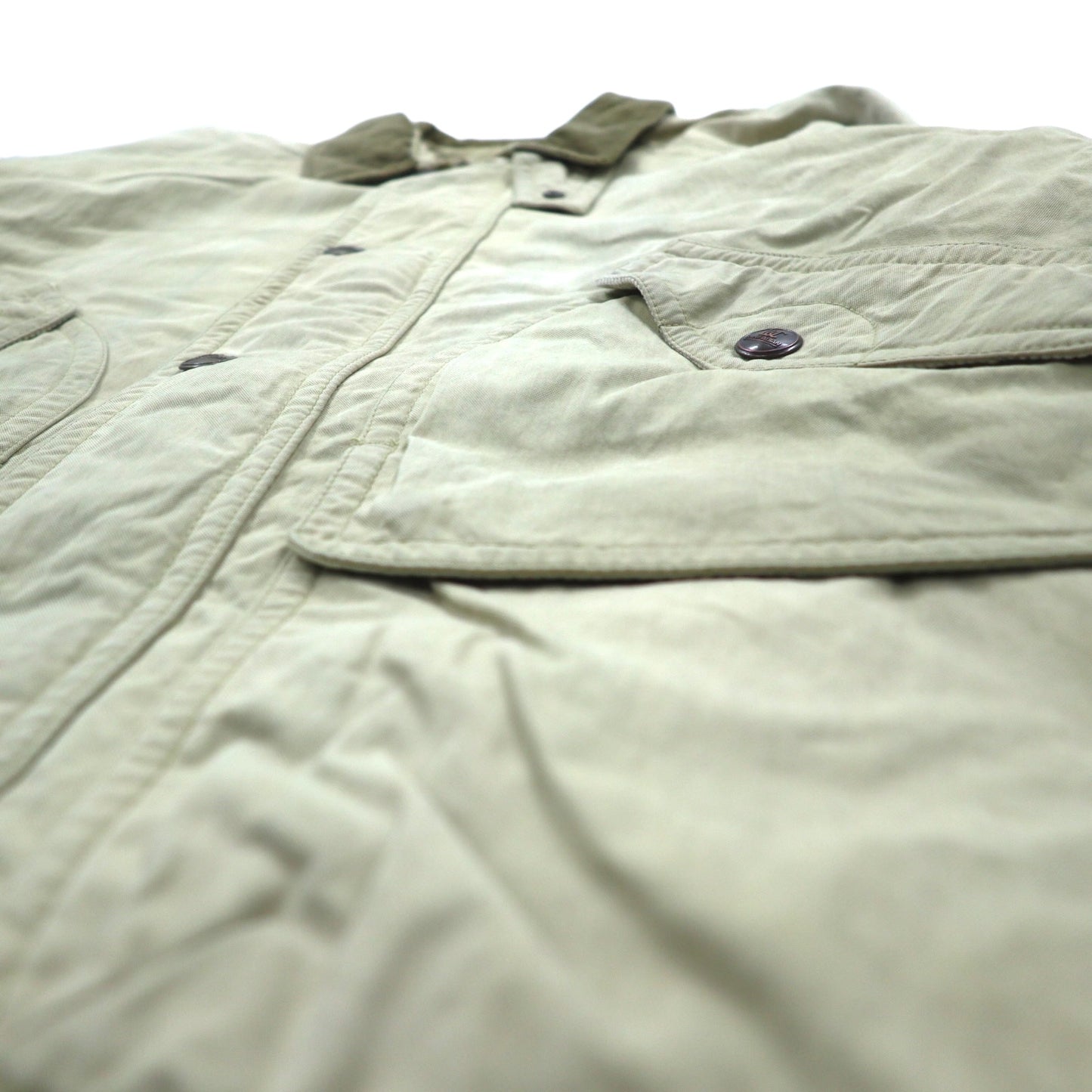 90年代 LUC SAINT ALBAN ハンティングジャケット カバーオール L ベージュ 襟コーデュロイ エルボーパッチ