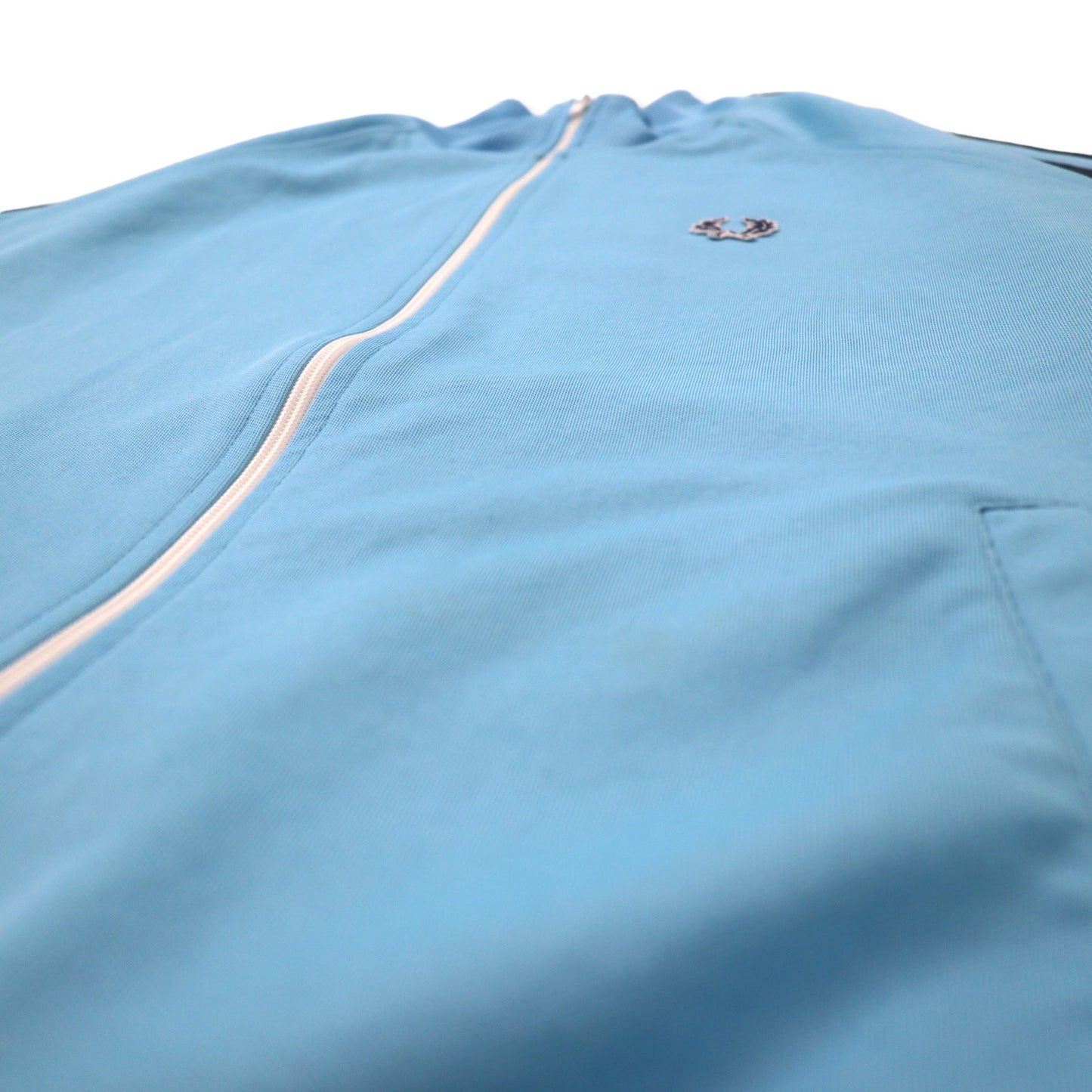 FRED PERRY Track Jacket Jersey L Blue Polyester Sideline One Point Logo Made in Portugal