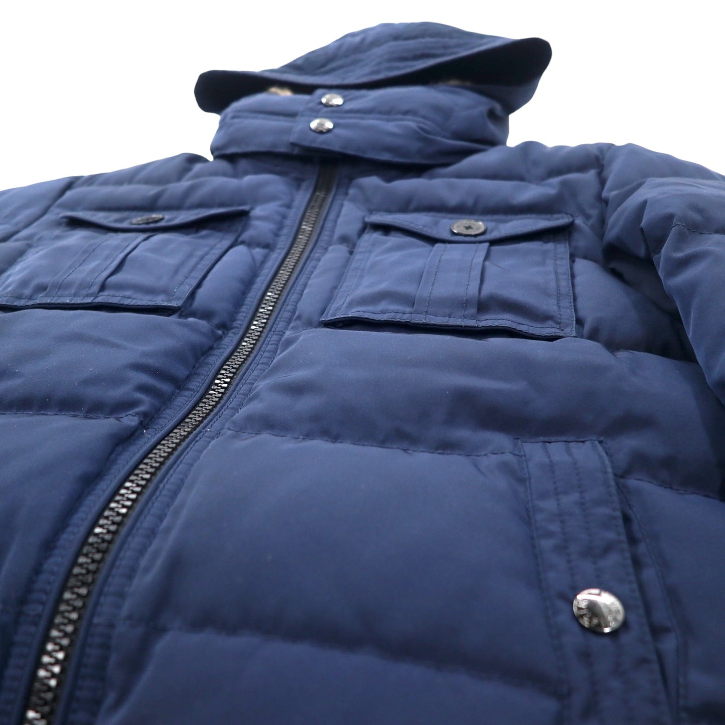 TOMMY HILFIGER ダウンジャケット M ネイビー ポリエステル フード着脱式
