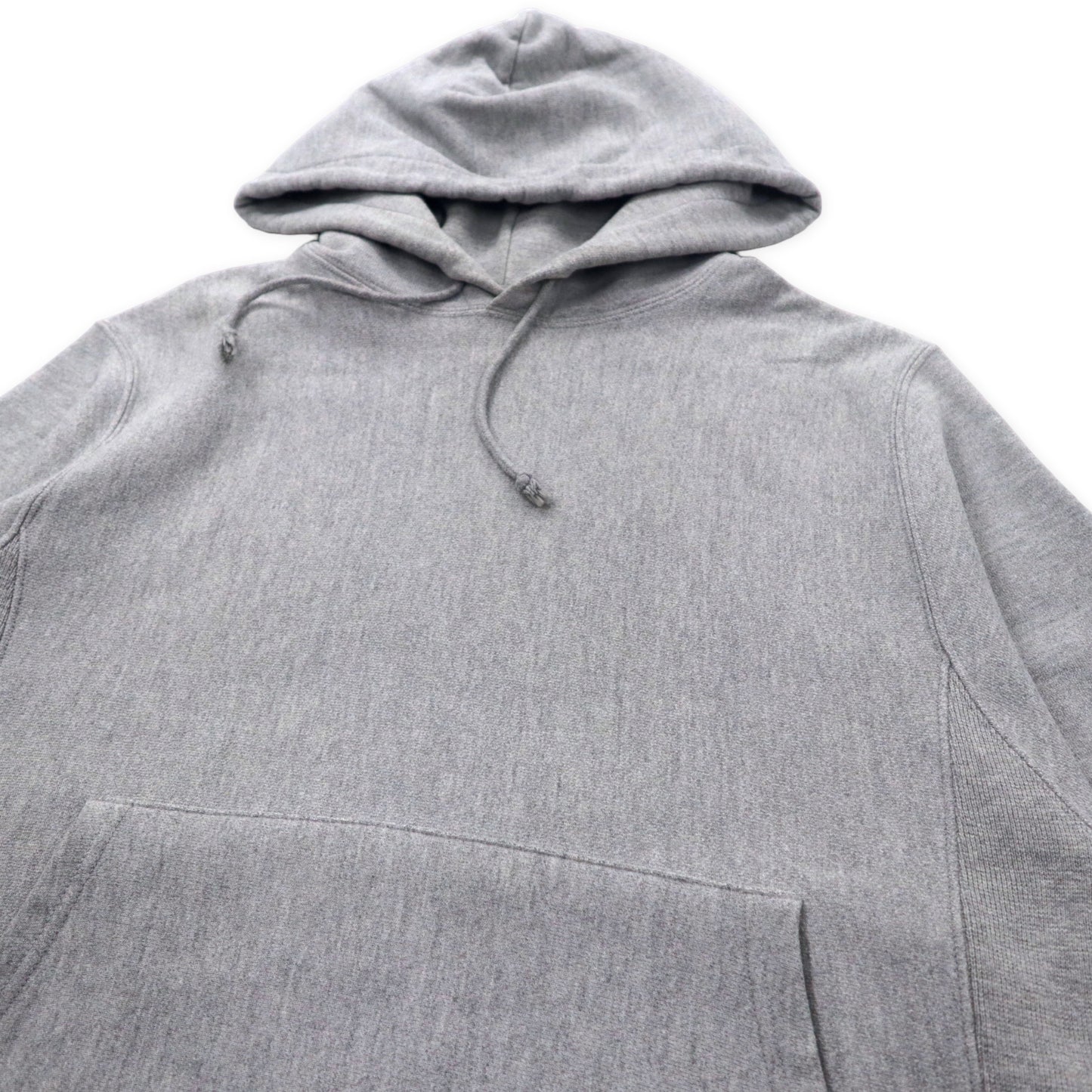 Champion Big Size Reverse Weave Parka S Gray Cotton Brushed Back US Standard Single Color Tag REVERSE WEAVE Made in Honduras