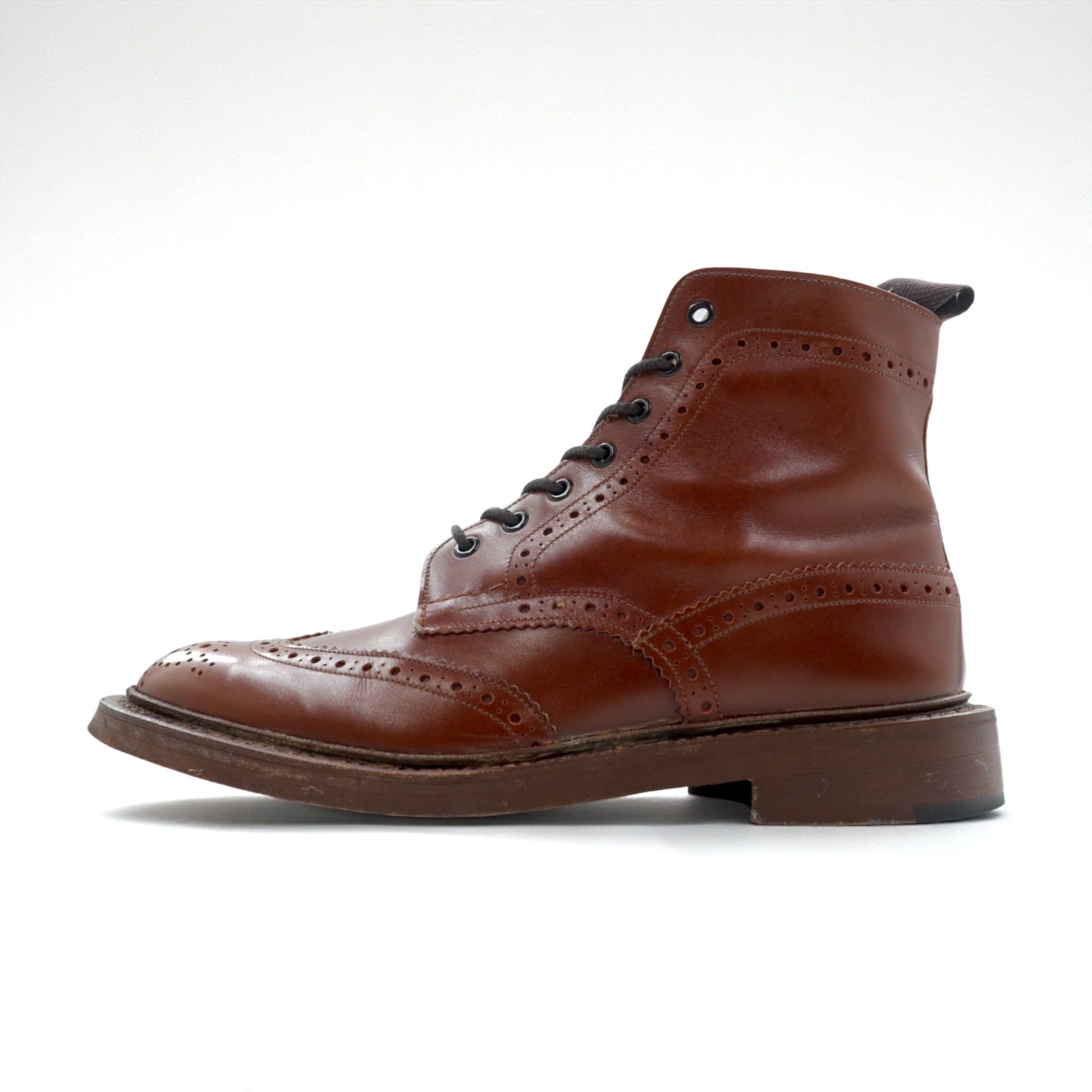 Tricker's UK-Made Moulton Country Boots, Full Brogue, Lace-Up