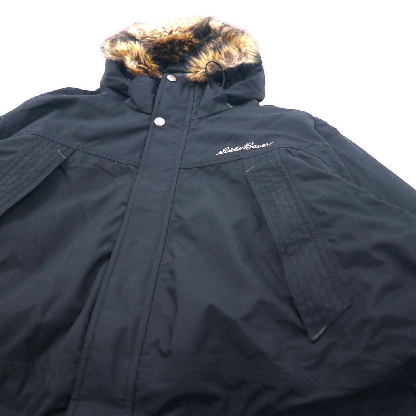 Eddie Bauer Weatheredge Premium Goose Down Jacket XXL Black Nylon 650 Fill Power Hood Fur Detachable Weatheredge Premium Goose Down Hooded 5571