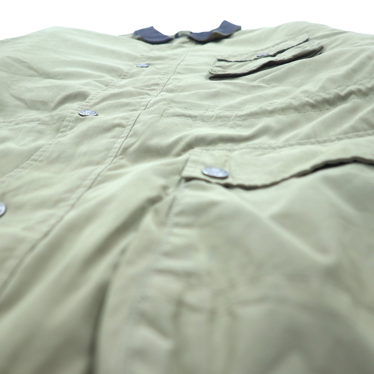 Eddie Bauer 90年代 ピーチスキン ハンティングジャケット XL ベージュ ポリエステル 襟レザー ドローコード キルティングライナー