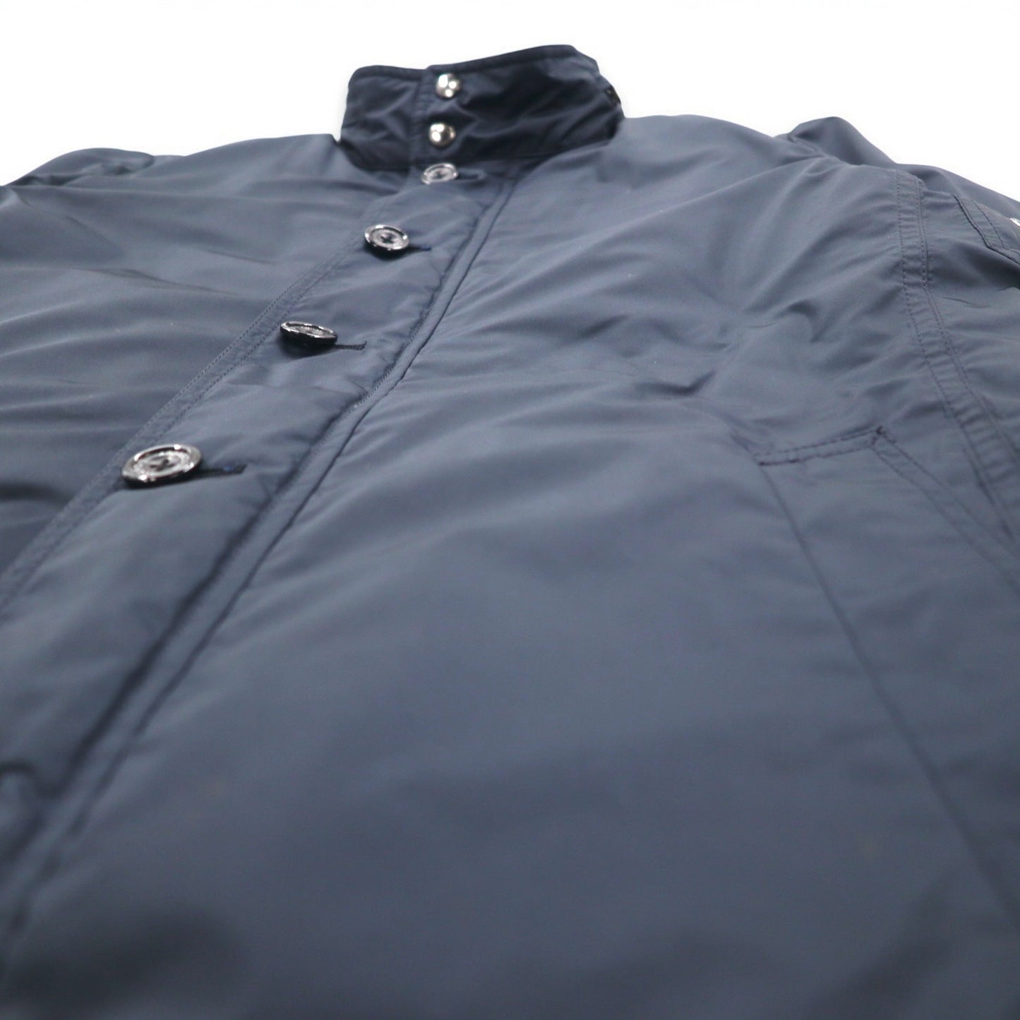 Aquasqutum Stand Collar Coat M Navy Silk Blend Padded Quilted Vest Removable