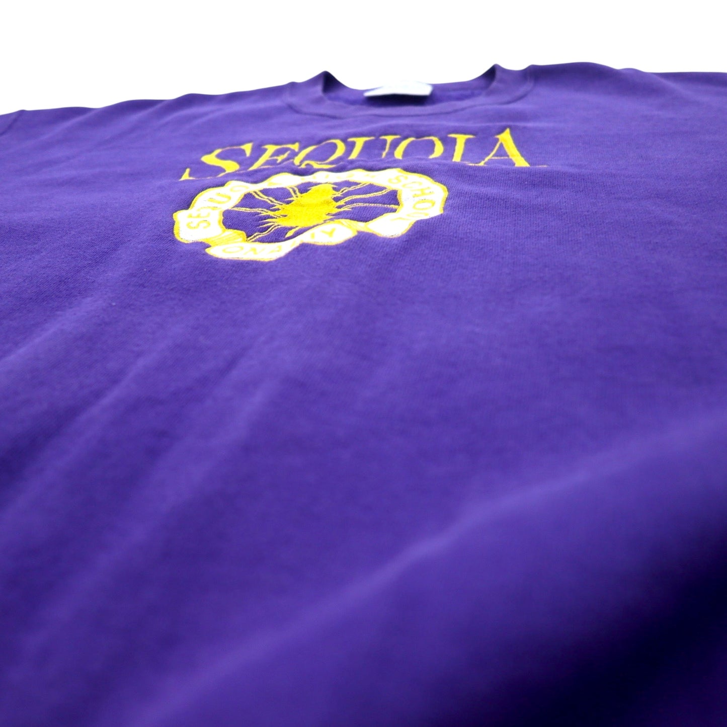USA製 90年代 GENUS カレッジ 刺繍 スウェット XXL パープル コットン SEQUOIA HIGH SCHOOL