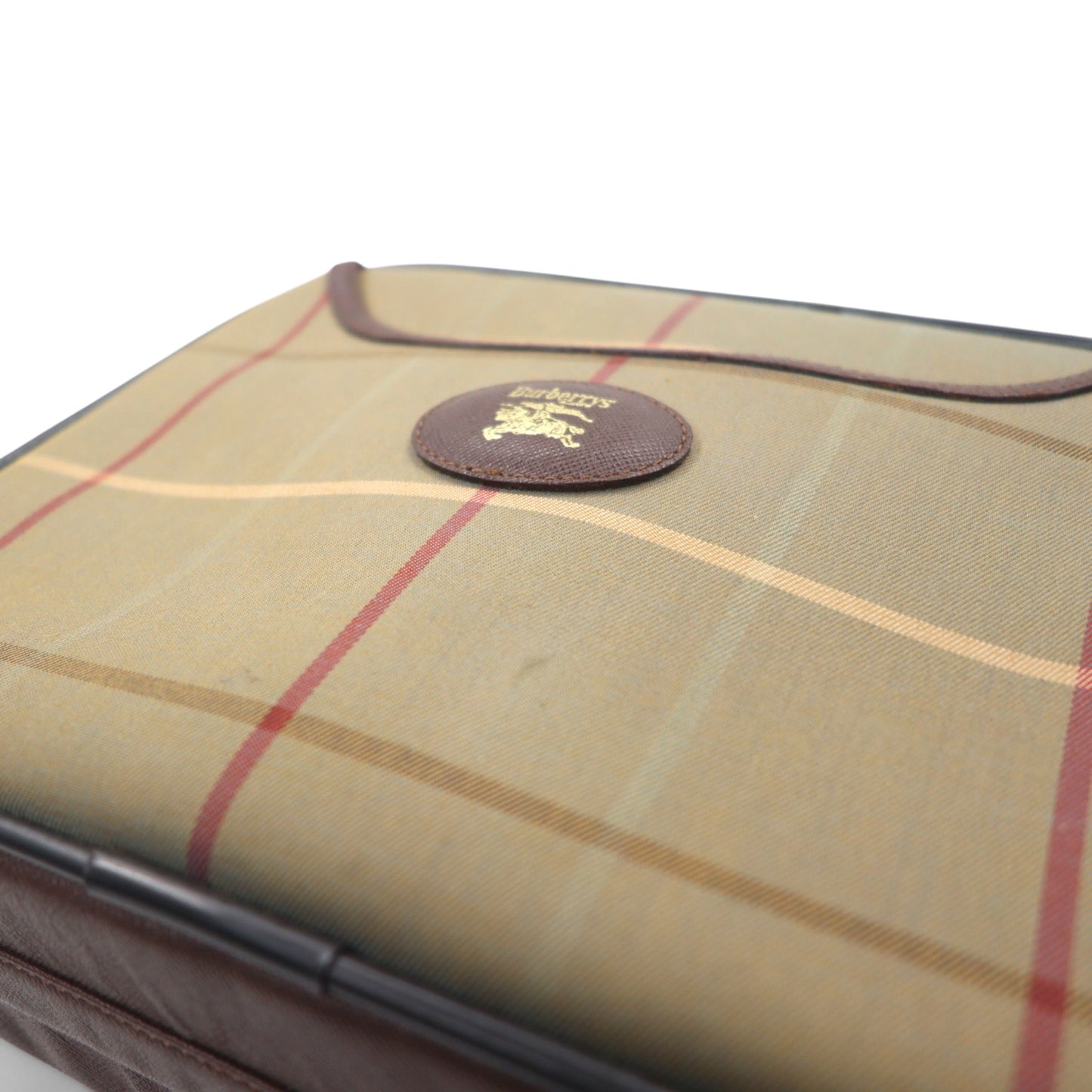 Burberrys オールド ウィンドウペン チェック カメラバッグ ショルダーバッグ ベージュ 玉虫 ナイロン キャンバス レザー