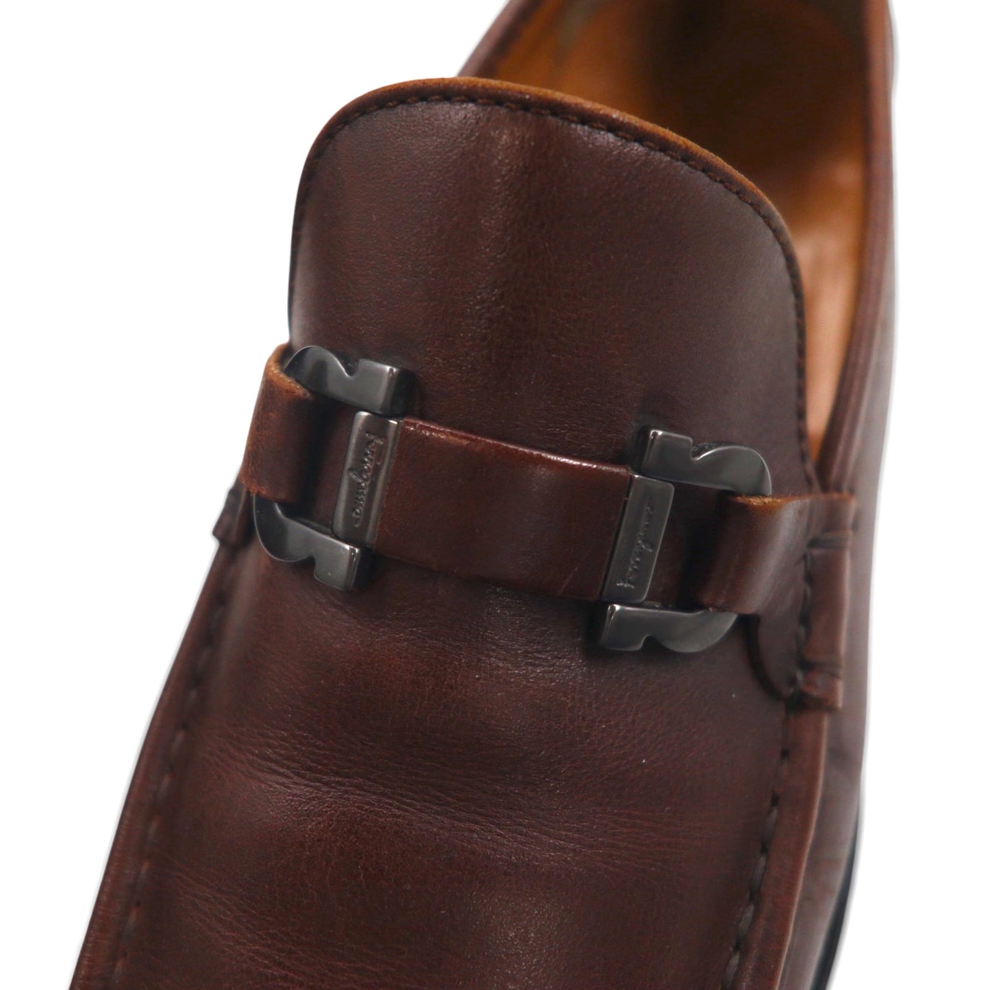 Salvatore Ferragamo ガンチーニ ホースビット ローファー 26cm レザー メタル UR37761 イタリア製