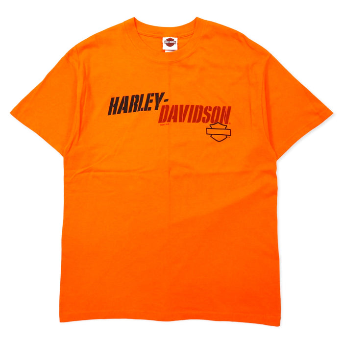 HARLEY DAVIDSON USA made logo print T-shirt L orange cotton SMITH BROTHERS double-sided print Hanes BEEFY-T