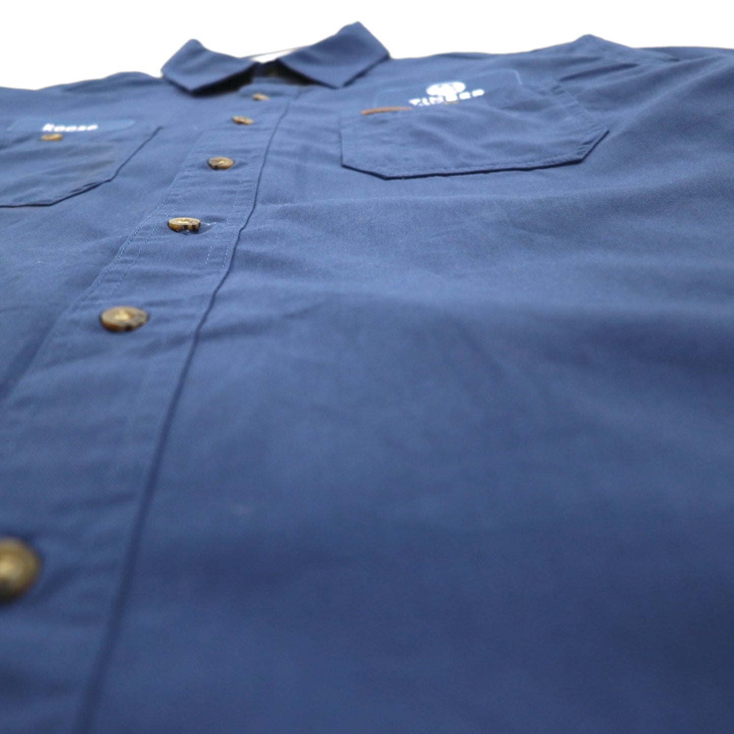 carhartt 半袖 ワークシャツ L ネイビー コットン 胸ポケット アメリカ企業 刺繍 TIMBER 384-19 メキシコ製