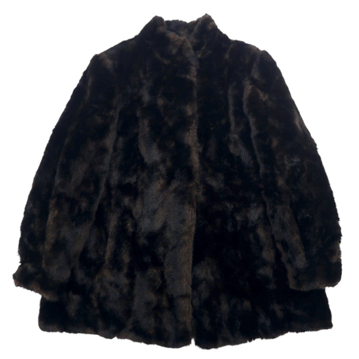 USA製 60年代 L.L.BERGER フェイクファージャケット L ブラウン アクリル ILGWU ユニオンメイド tissavel FRANCE